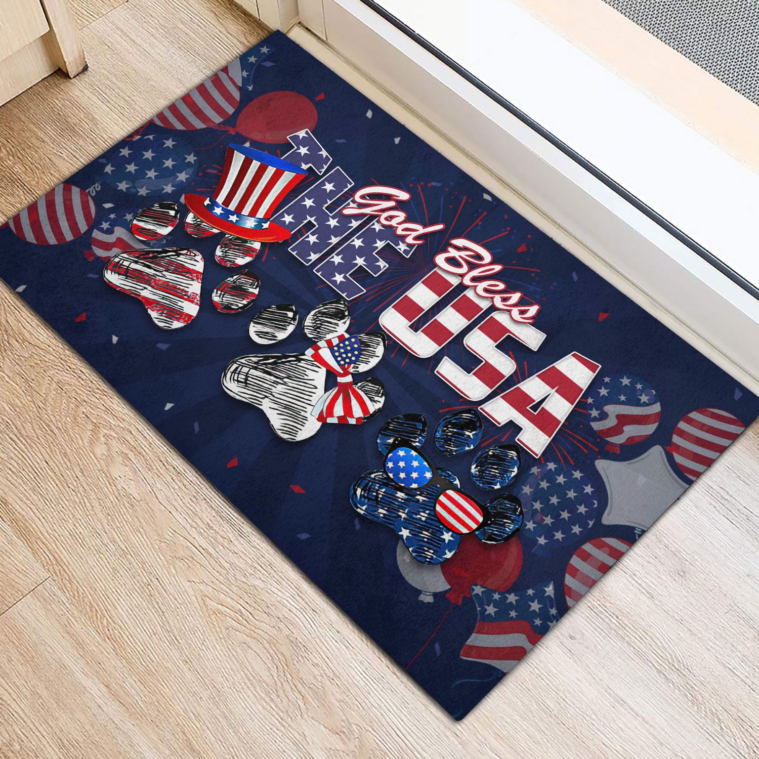 Ohaprints-Doormat-Outdoor-Indoor-Dog-God-Bless-The-Usa-Patriotic-4Th-Of-July-Independence-Day-Rubber-Door-Mat-1185-