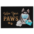 Ohaprints-Doormat-Outdoor-Indoor-Funny-Husky-Sibir-Dog-Puppy-Wearing-Face-Mask-Wipe-Your-Paws-Rubber-Door-Mat-1190-18'' x 30''