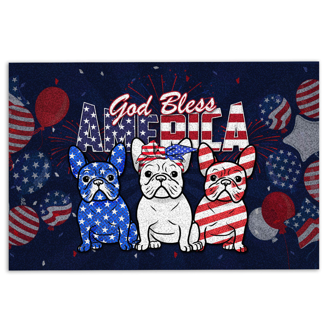 Ohaprints-Doormat-Outdoor-Indoor-French-Bulldog-God-Bless-America-4Th-Of-July-Independence-Day-Rubber-Door-Mat-609-18'' x 30''