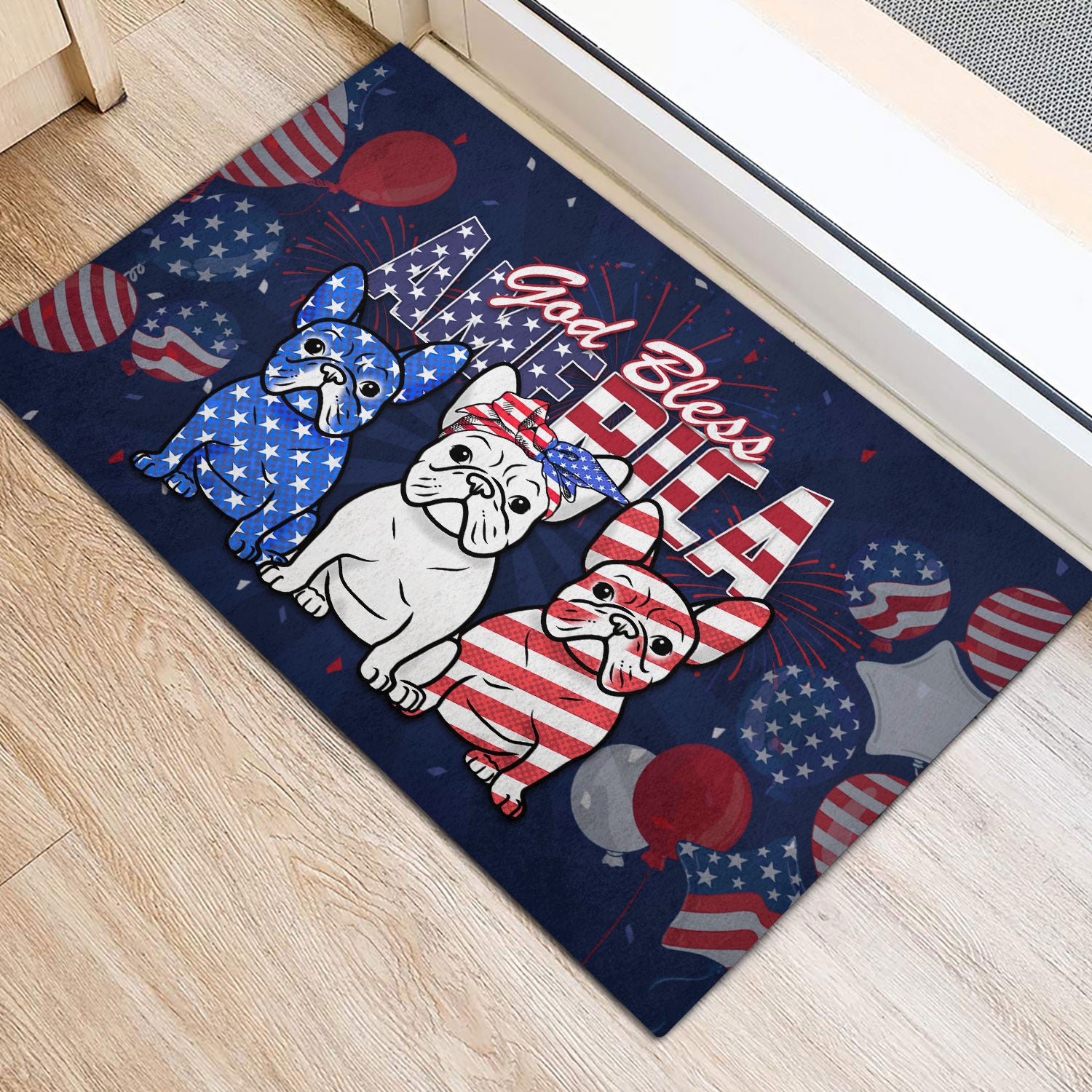 Ohaprints-Doormat-Outdoor-Indoor-French-Bulldog-God-Bless-America-4Th-Of-July-Independence-Day-Rubber-Door-Mat-609-