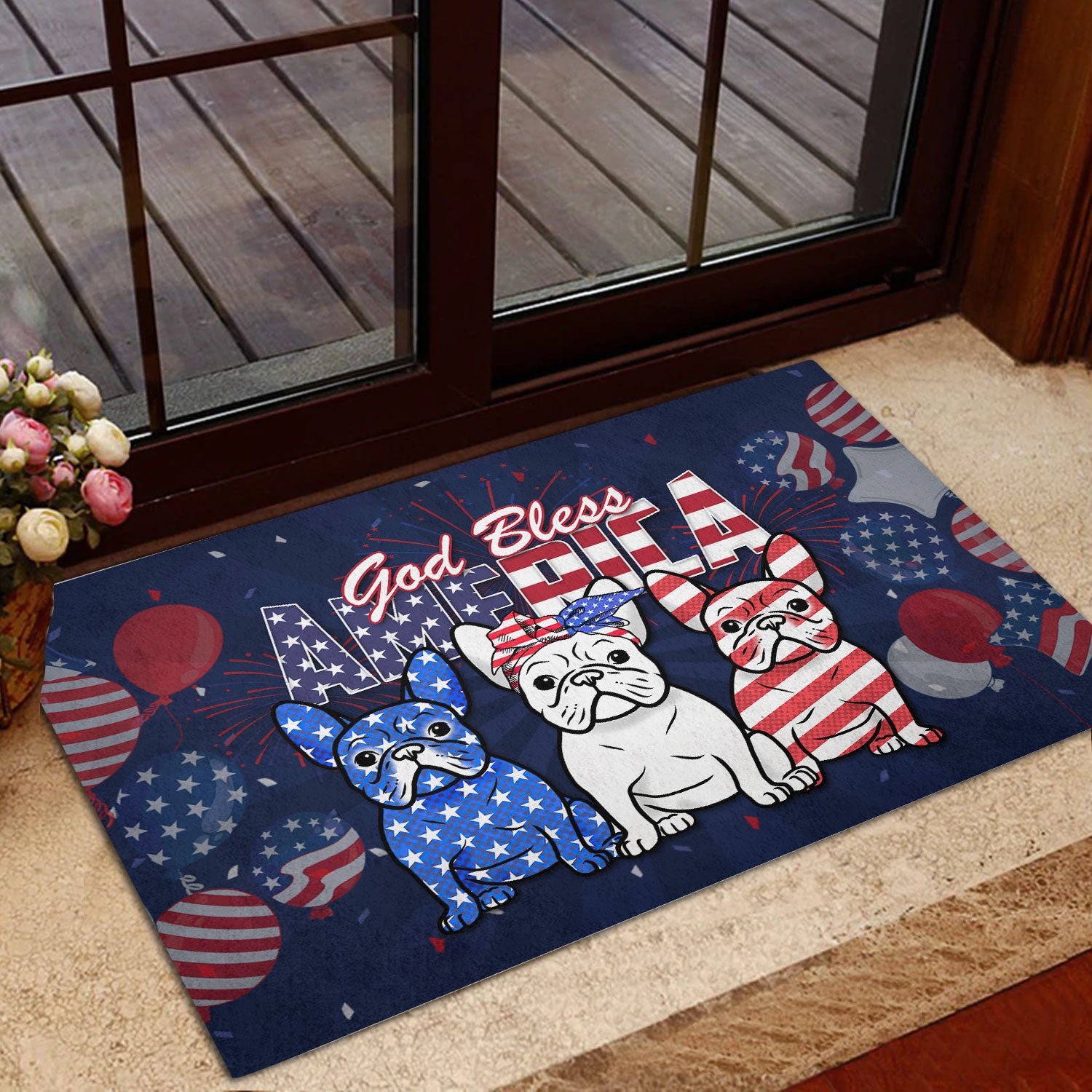 Ohaprints-Doormat-Outdoor-Indoor-French-Bulldog-God-Bless-America-4Th-Of-July-Independence-Day-Rubber-Door-Mat-609-