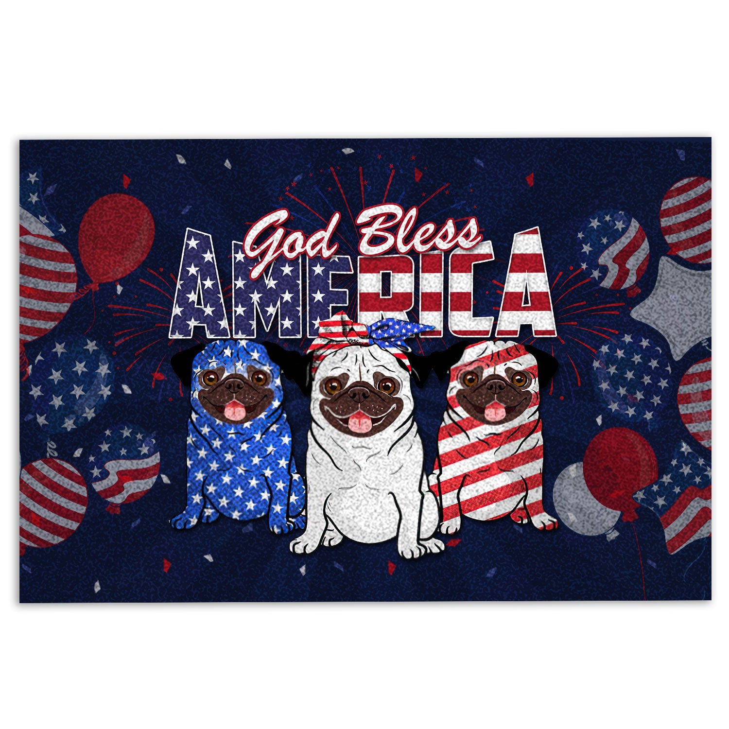 Ohaprints-Doormat-Outdoor-Indoor-Pug-Dog-God-Bless-America-Patriotic-4Th-Of-July-Independence-Day-Rubber-Door-Mat-611-18'' x 30''