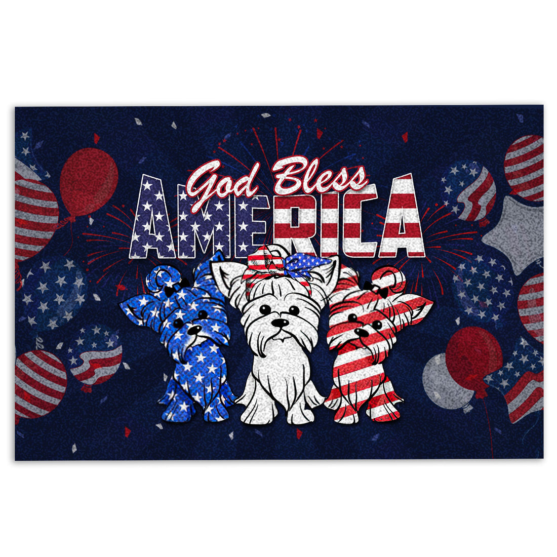 Ohaprints-Doormat-Outdoor-Indoor-Yorkshire-Terrier-God-Bless-America-4Th-Of-July-Independence-Day-Rubber-Door-Mat-612-18'' x 30''