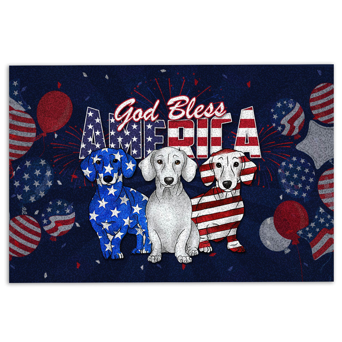 Ohaprints-Doormat-Outdoor-Indoor-Dachshund-God-Bless-America-Patriotic-4Th-Of-July-Independence-Rubber-Door-Mat-613-18'' x 30''