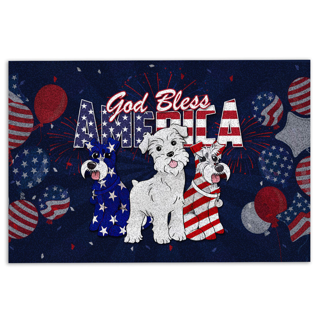 Ohaprints-Doormat-Outdoor-Indoor-Schnauzer-God-Bless-America-Patriotic-4Th-Of-July-Independence-Rubber-Door-Mat-614-18'' x 30''