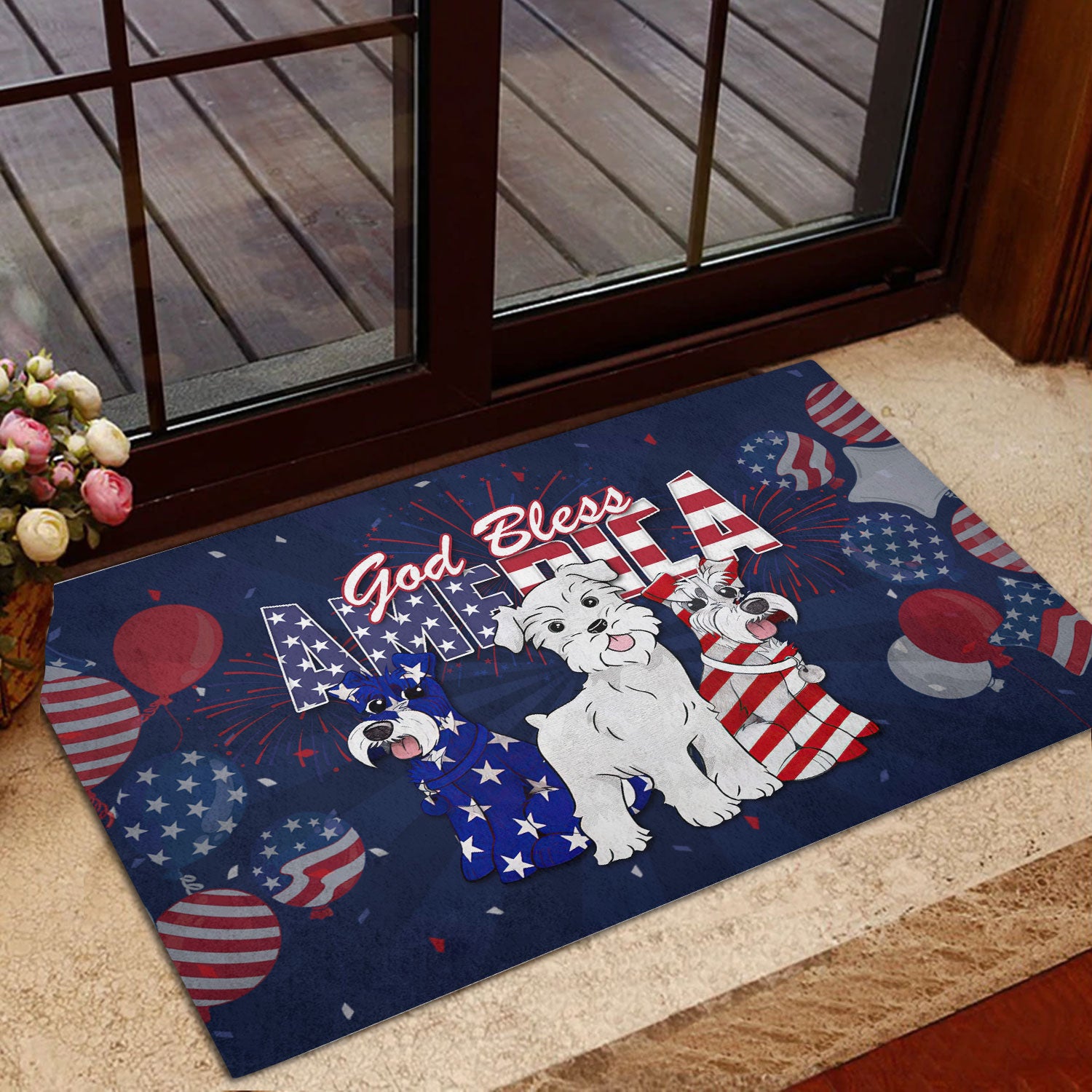 Ohaprints-Doormat-Outdoor-Indoor-Schnauzer-God-Bless-America-Patriotic-4Th-Of-July-Independence-Rubber-Door-Mat-614-