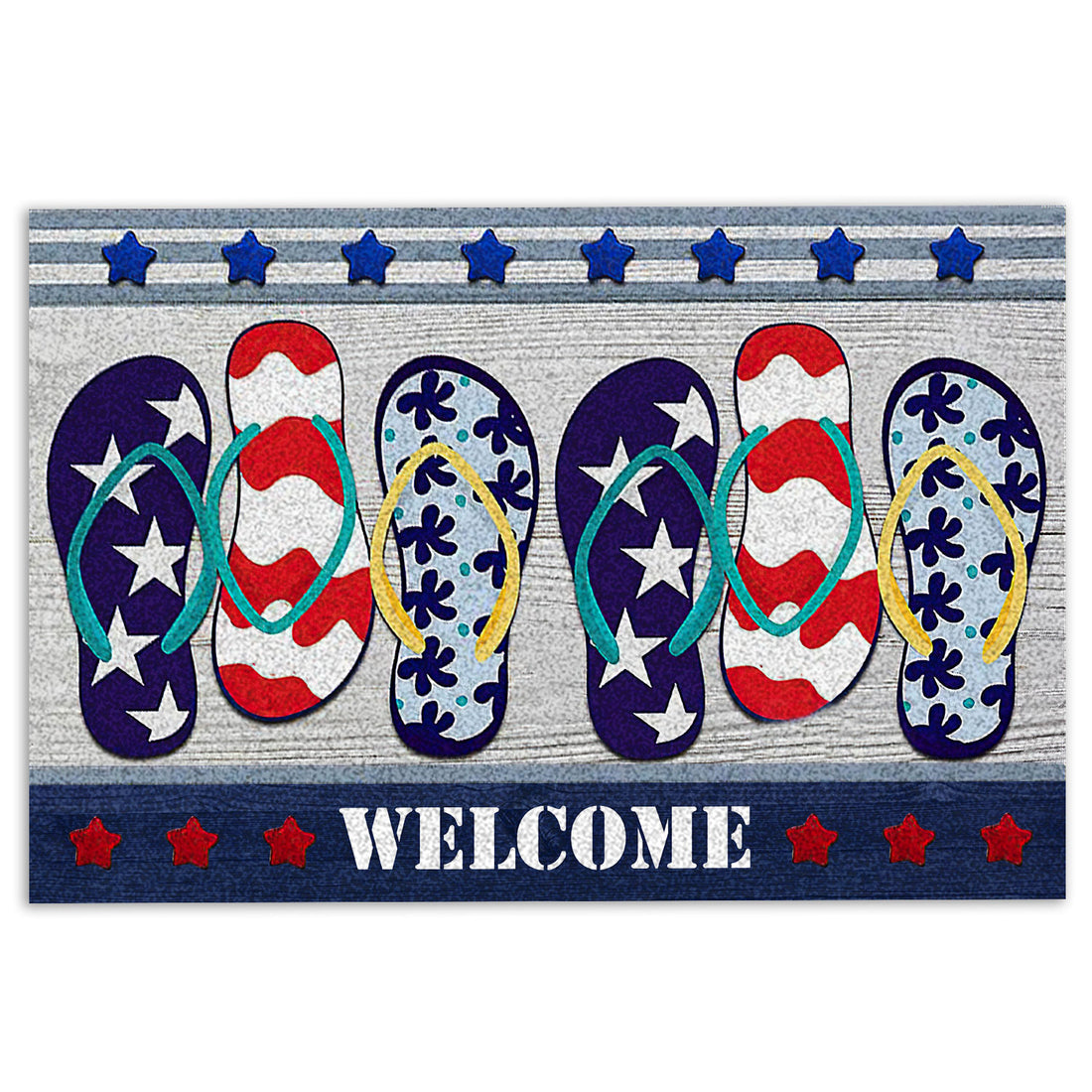 Ohaprints-Doormat-Outdoor-Indoor-Beach-House-Flip-Flop-4Th-Of-July-Independence-Day-Patriotic-Rubber-Door-Mat-618-18'' x 30''