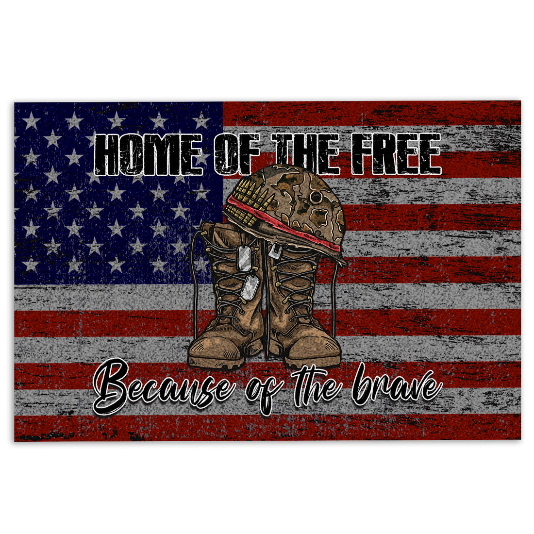 Ohaprints-Doormat-Outdoor-Indoor-Home-Of-The-Free-Because-Of-The-Brave-Veteran-Patriotic-Rubber-Door-Mat-619-18'' x 30''