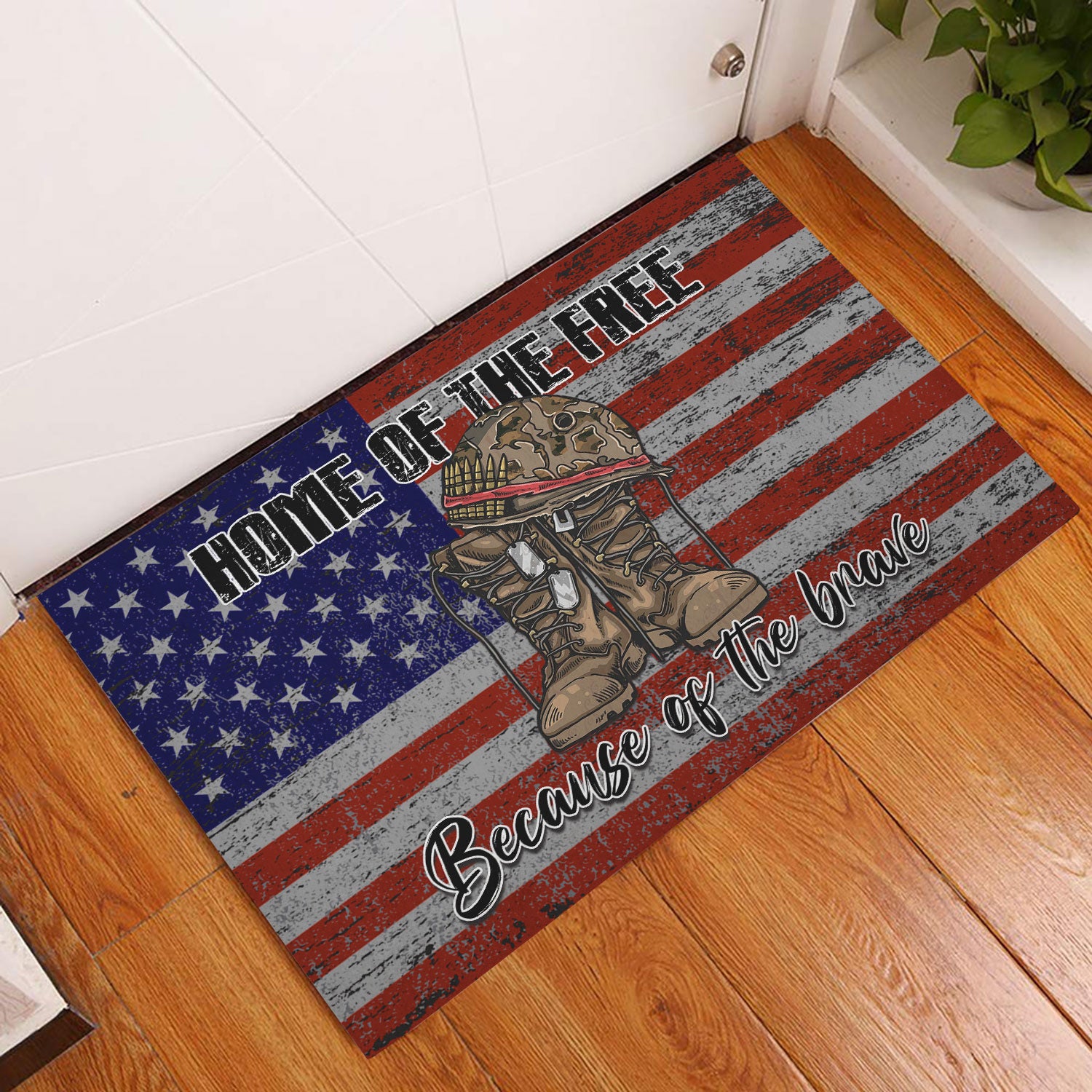 Ohaprints-Doormat-Outdoor-Indoor-Home-Of-The-Free-Because-Of-The-Brave-Veteran-Patriotic-Rubber-Door-Mat-619-