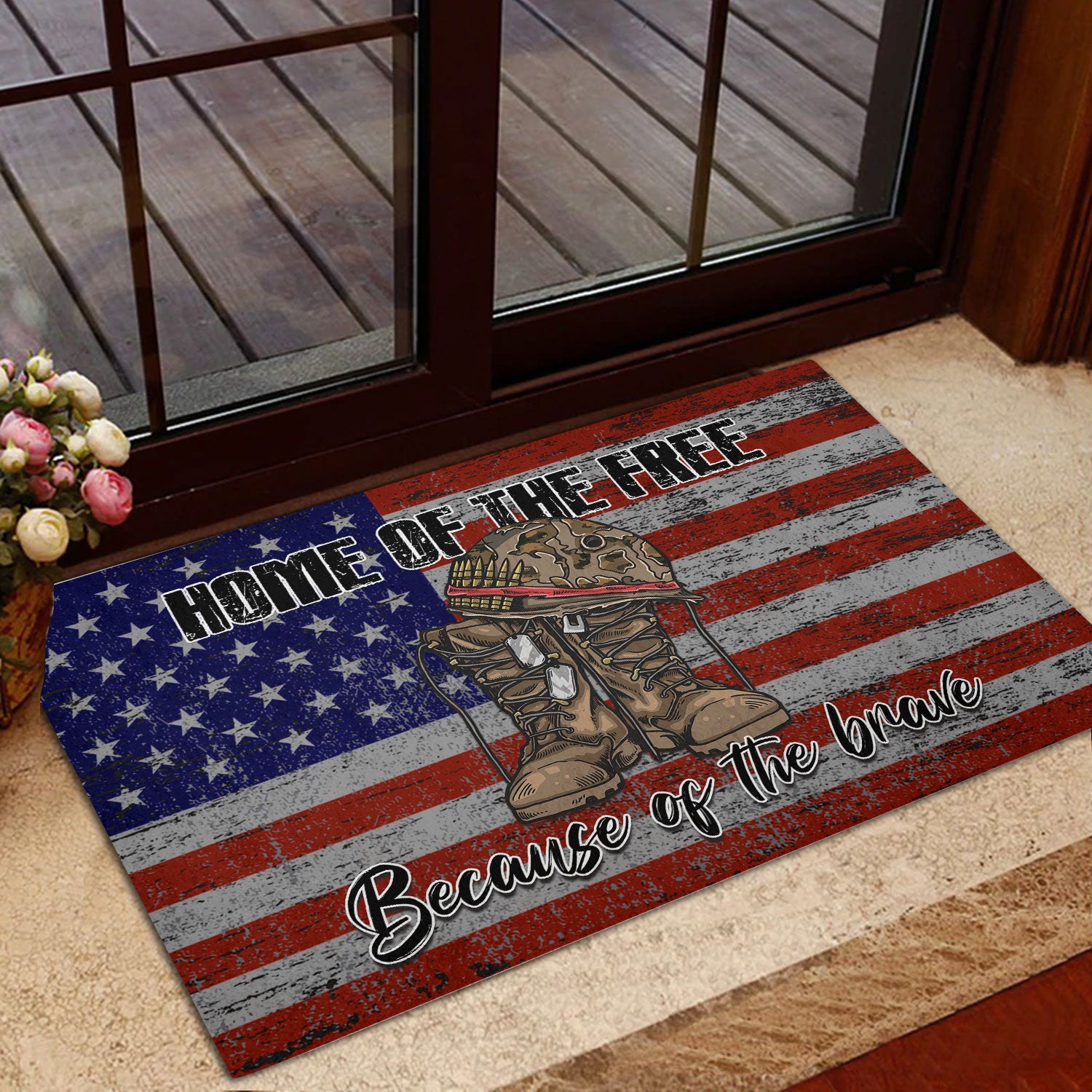 Ohaprints-Doormat-Outdoor-Indoor-Home-Of-The-Free-Because-Of-The-Brave-Veteran-Patriotic-Rubber-Door-Mat-619-