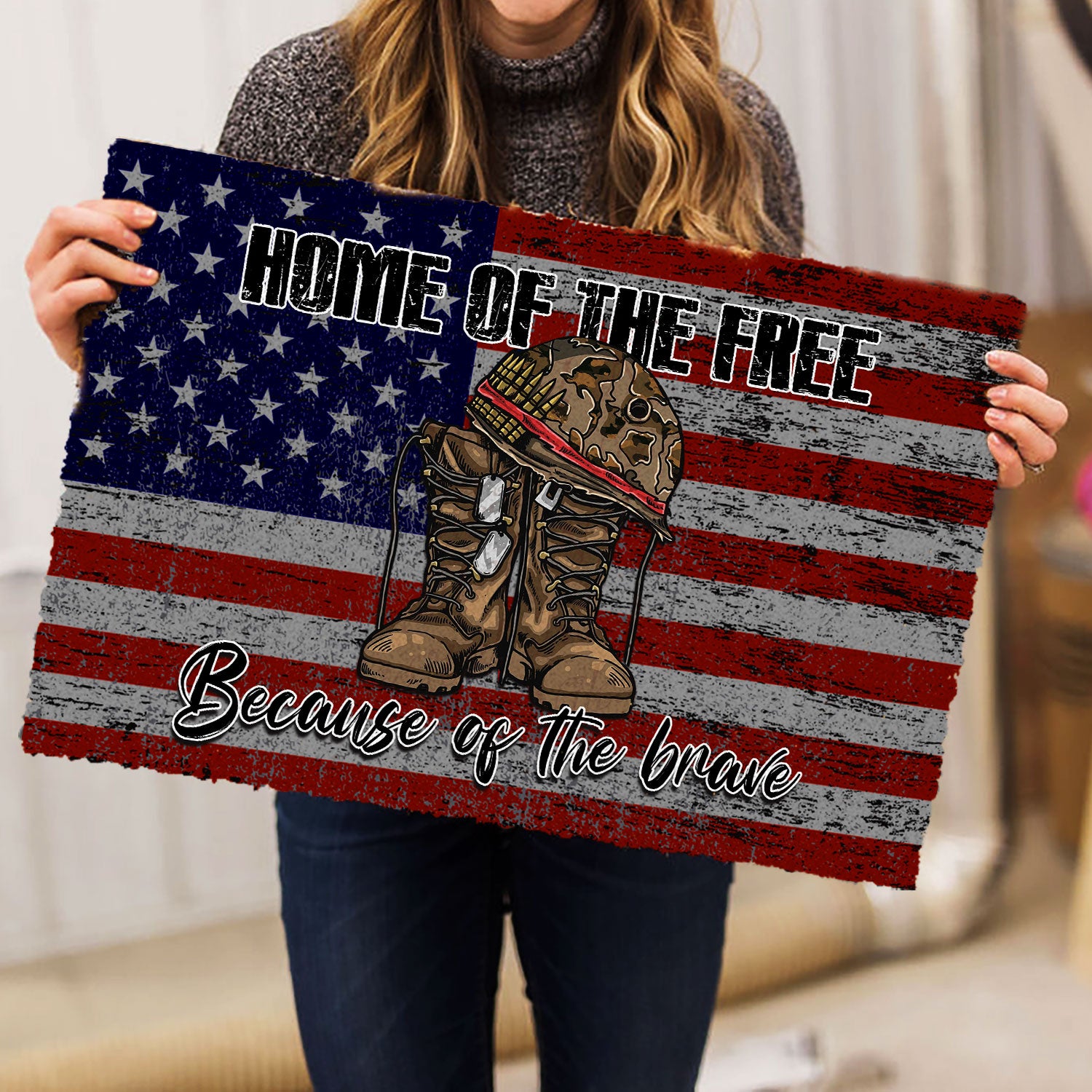 Ohaprints-Doormat-Outdoor-Indoor-Home-Of-The-Free-Because-Of-The-Brave-Veteran-Patriotic-Rubber-Door-Mat-619-