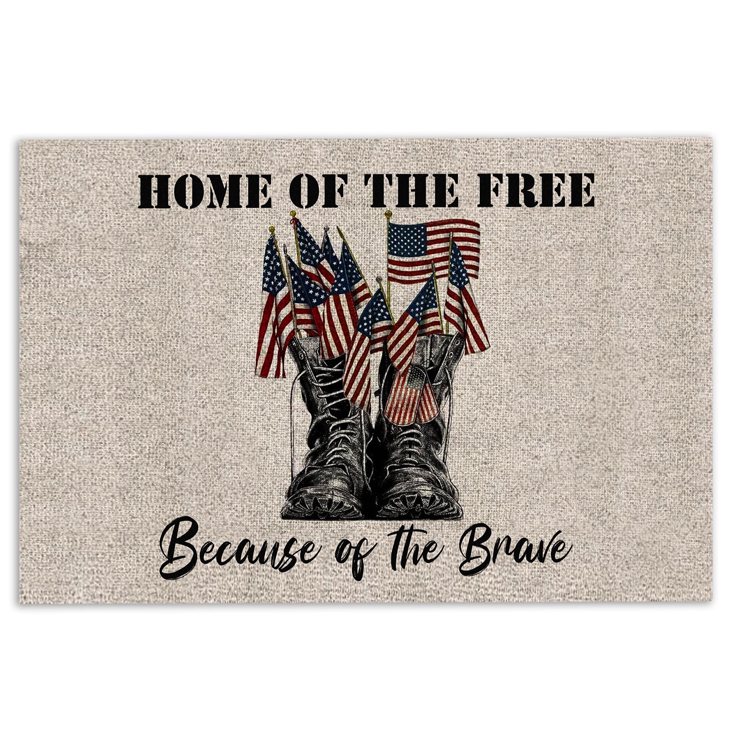 Ohaprints-Doormat-Outdoor-Indoor-Veteran-Patriotic-Home-Of-The-Free-Because-Of-The-Brave-Rubber-Door-Mat-622-18'' x 30''