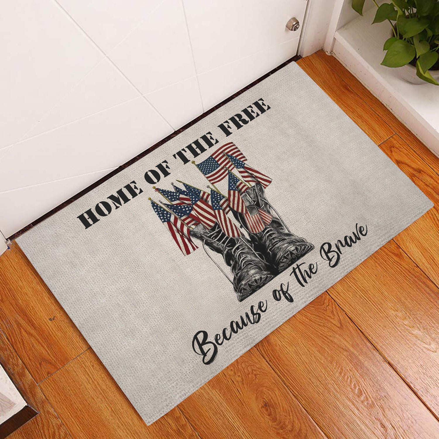 Ohaprints-Doormat-Outdoor-Indoor-Veteran-Patriotic-Home-Of-The-Free-Because-Of-The-Brave-Rubber-Door-Mat-622-