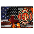 Ohaprints-Doormat-Outdoor-Indoor-Firefighter-American-Flag-Fireman-Rubber-Door-Mat-1541-18'' x 30''