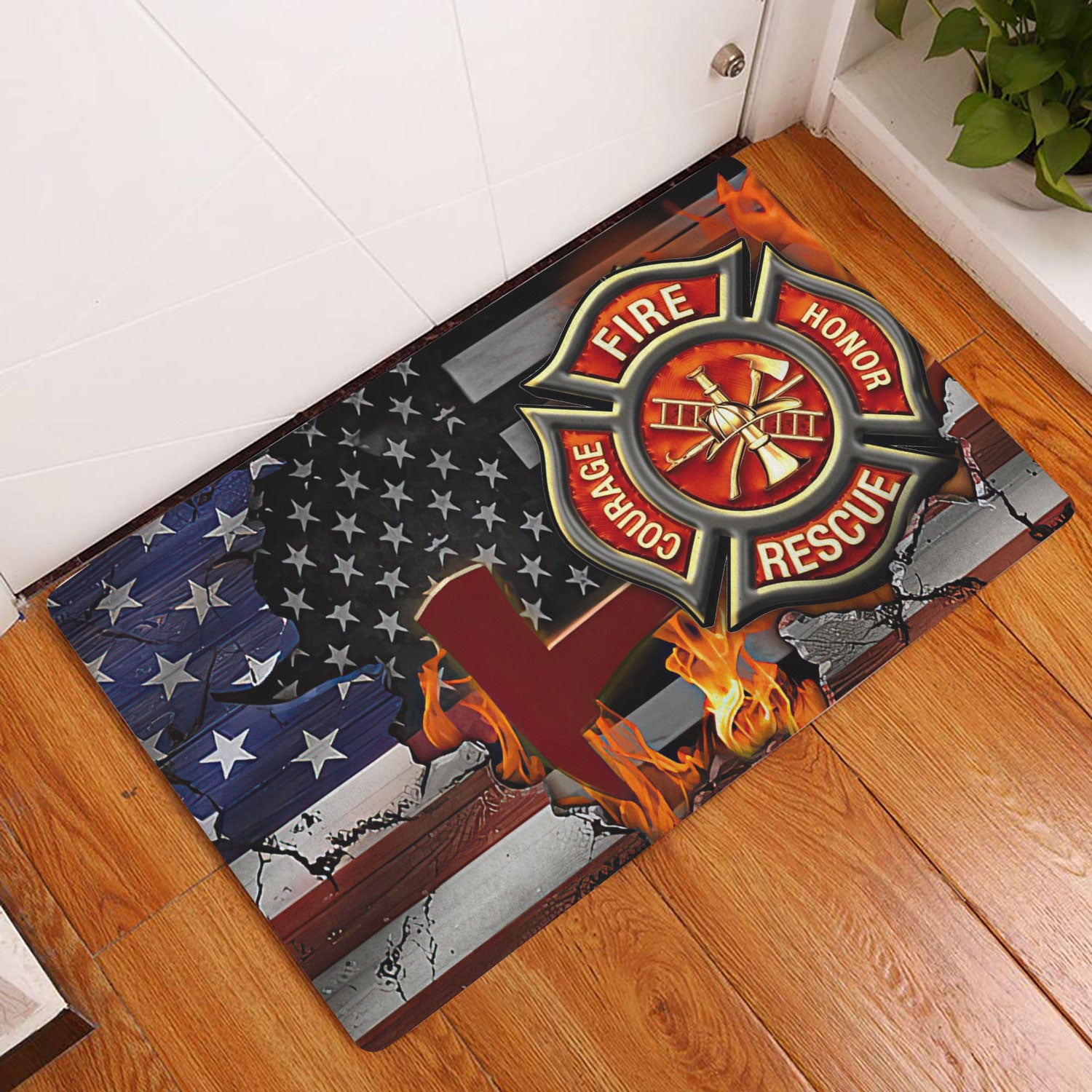 Ohaprints-Doormat-Outdoor-Indoor-Firefighter-American-Flag-Fireman-Rubber-Door-Mat-1541-