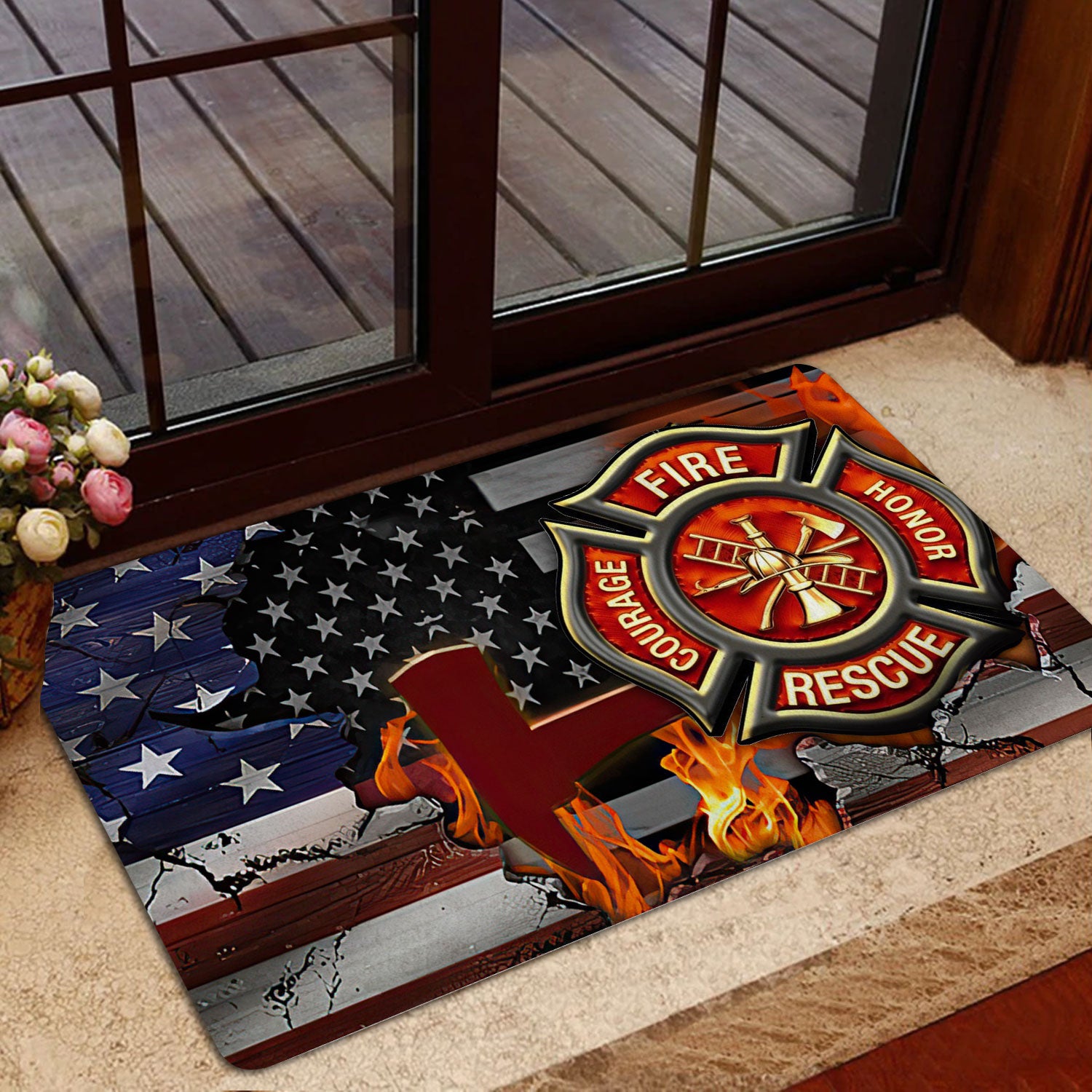 Ohaprints-Doormat-Outdoor-Indoor-Firefighter-American-Flag-Fireman-Rubber-Door-Mat-1541-