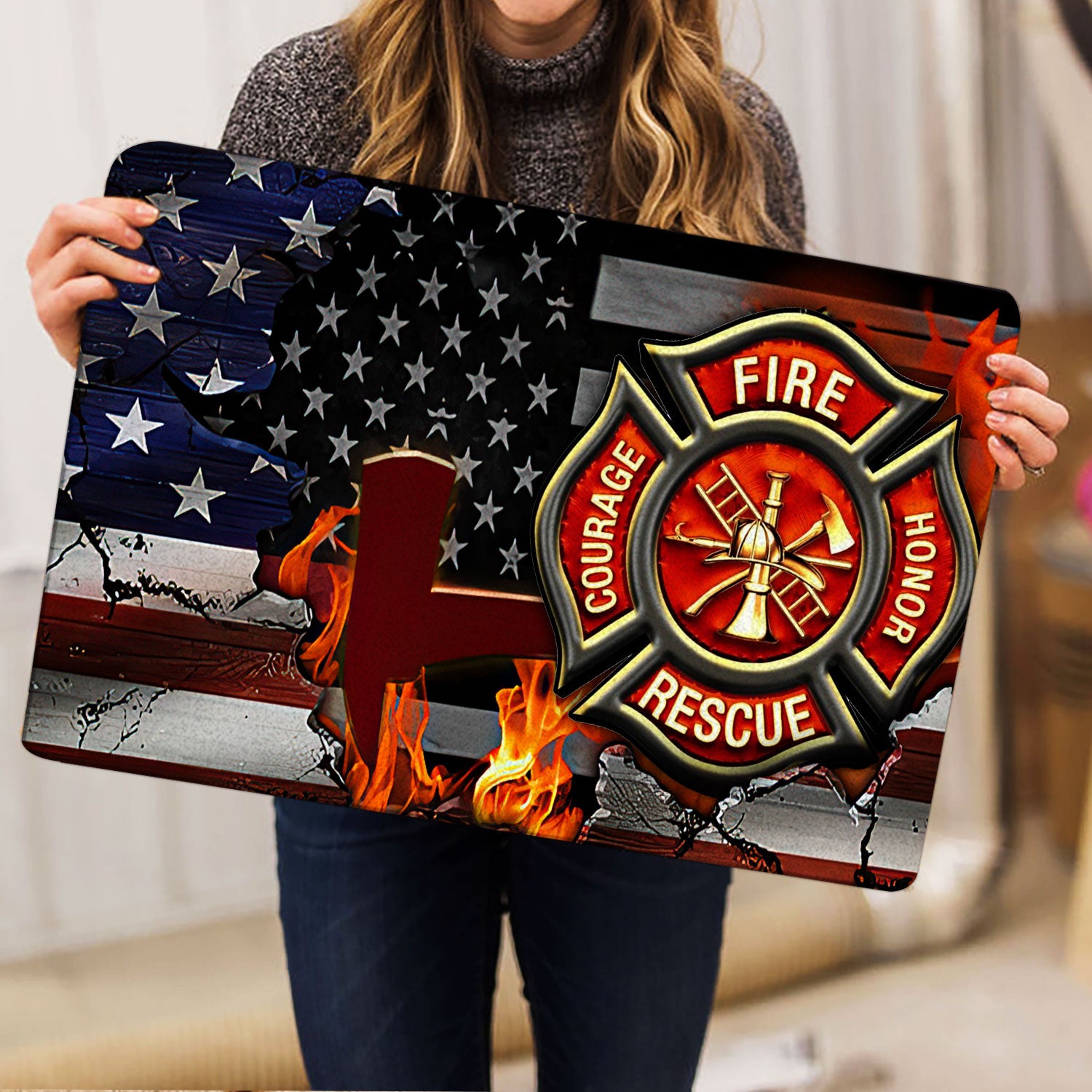 Ohaprints-Doormat-Outdoor-Indoor-Firefighter-American-Flag-Fireman-Rubber-Door-Mat-1541-