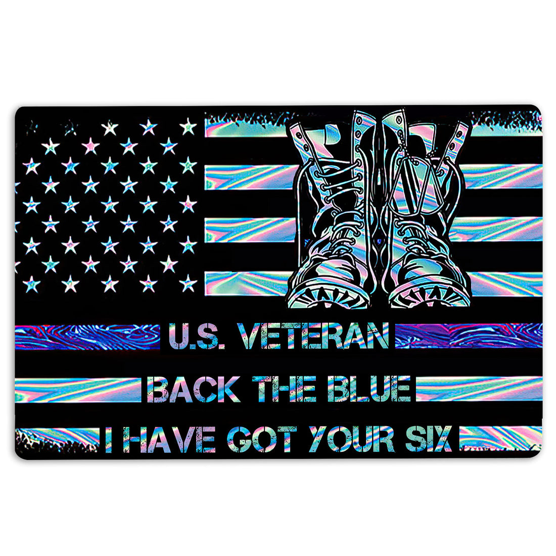 Ohaprints-Doormat-Outdoor-Indoor-US-Veteran-Back-The-Blue-Rubber-Door-Mat-1546-18'' x 30''