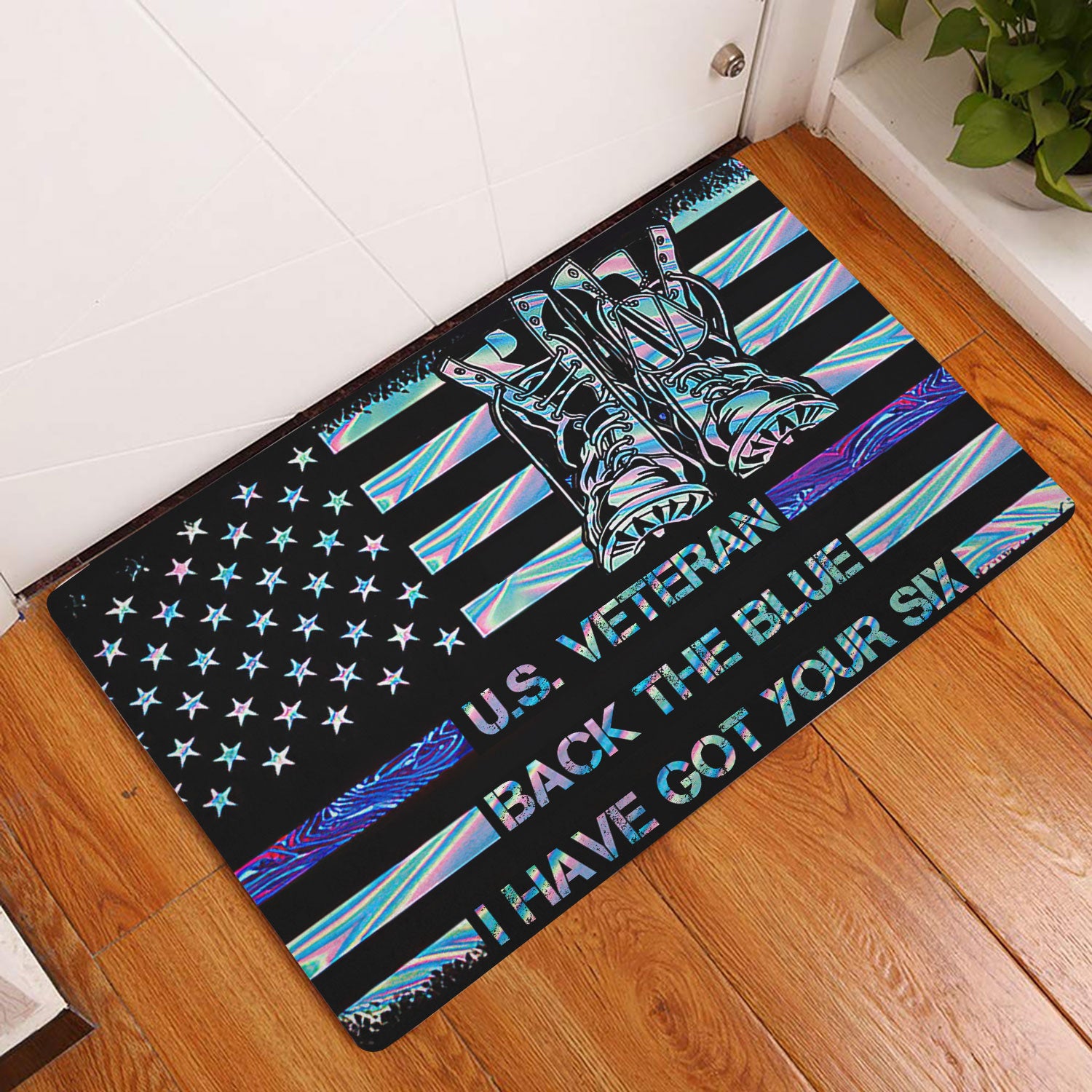 Ohaprints-Doormat-Outdoor-Indoor-US-Veteran-Back-The-Blue-Rubber-Door-Mat-1546-