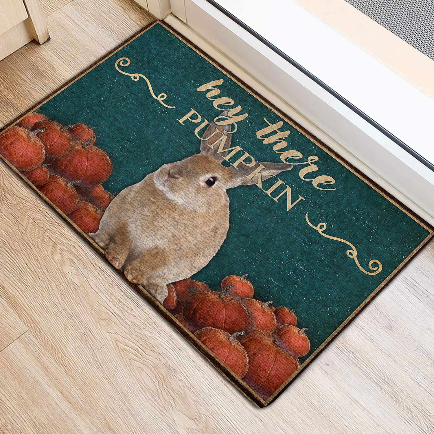 Ohaprints-Doormat-Outdoor-Indoor-Bunny-Rabbit-Hey-There-Pumpkin-Fall-Halloween-Thanksgiving-Rubber-Door-Mat-1576-