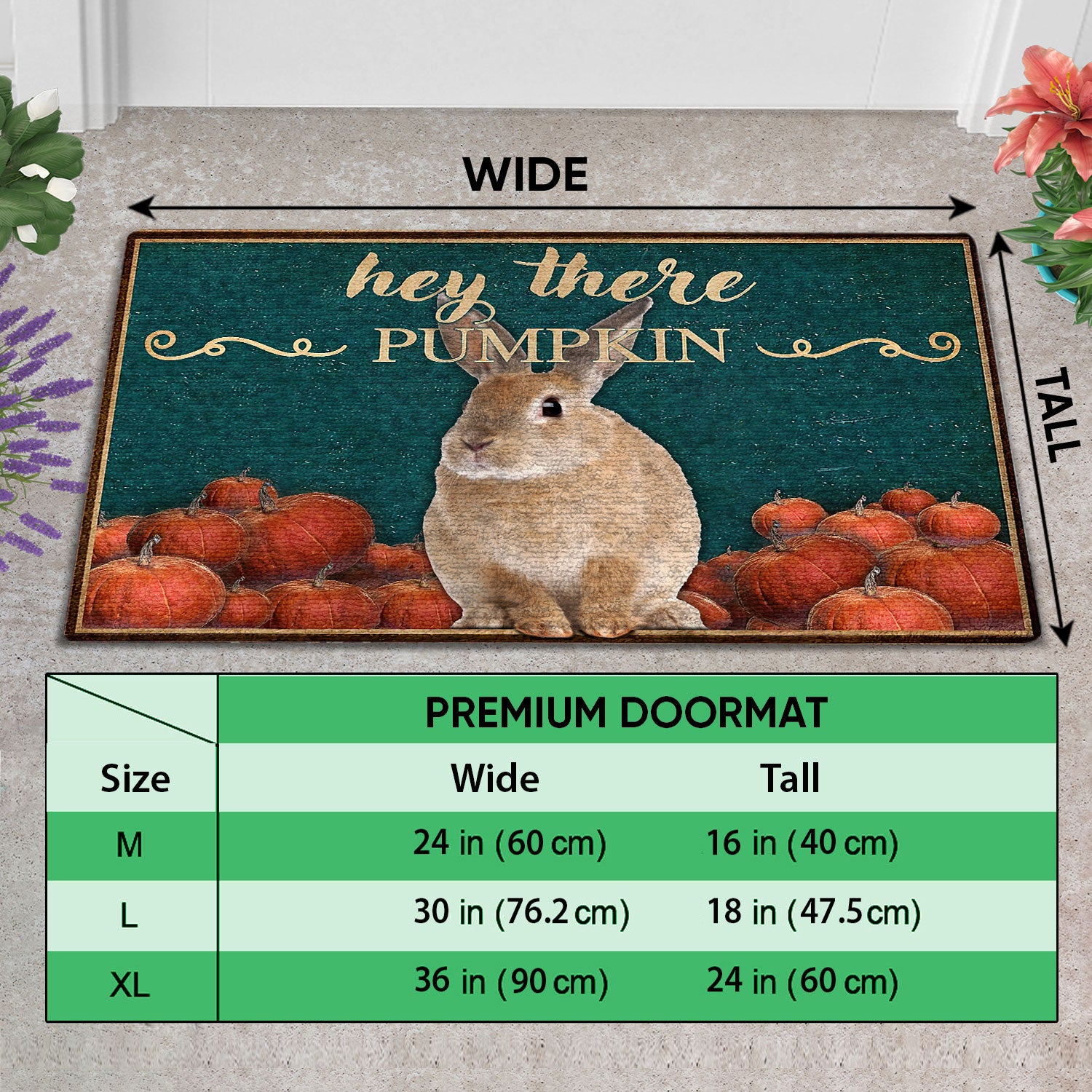 Ohaprints-Doormat-Outdoor-Indoor-Bunny-Rabbit-Hey-There-Pumpkin-Fall-Halloween-Thanksgiving-Rubber-Door-Mat-1576-