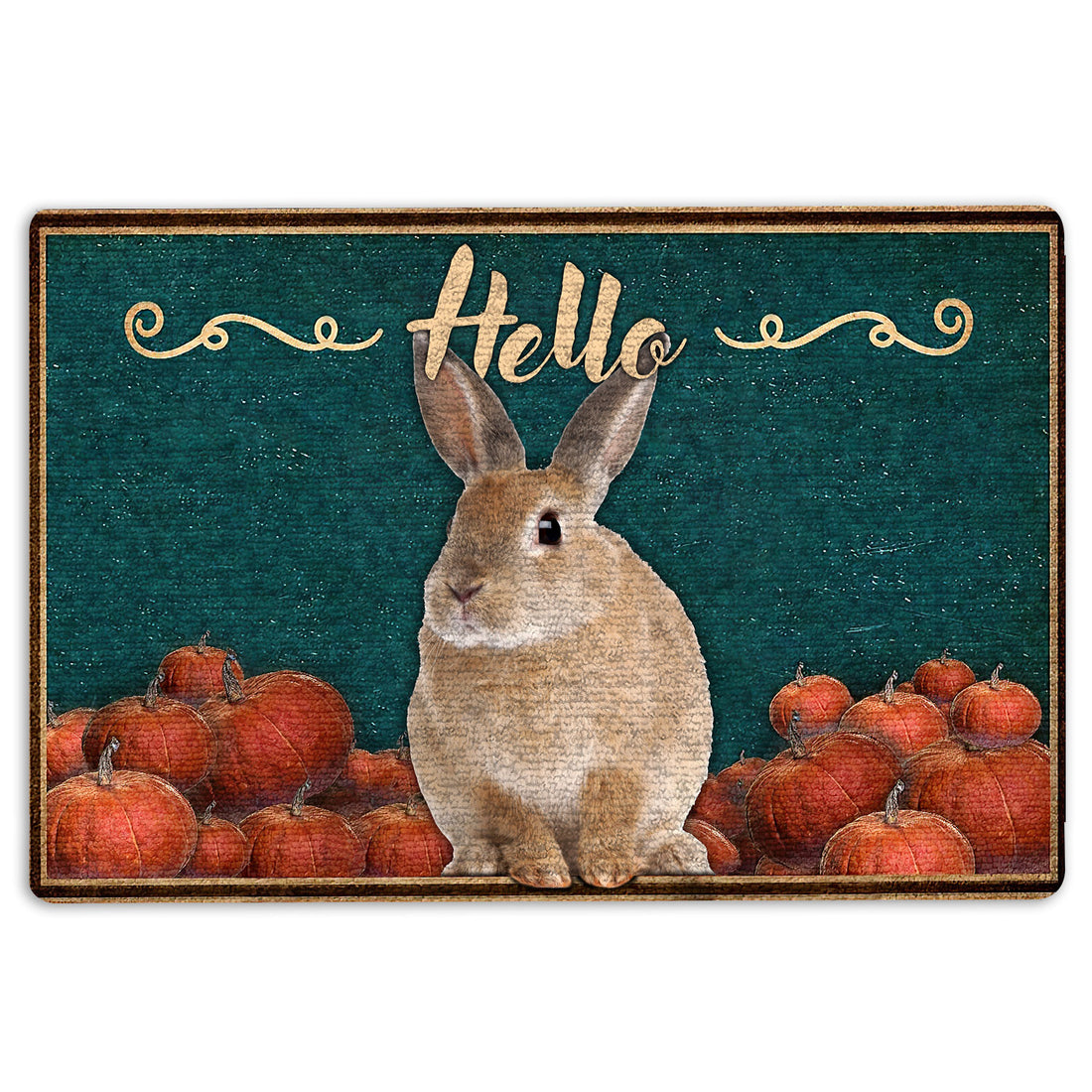 Ohaprints-Doormat-Outdoor-Indoor-Bunny-Rabbit-Pumpkin-Hello-Fall-Halloween-Thanksgiving-Holiday-Rubber-Door-Mat-1577-18'' x 30''