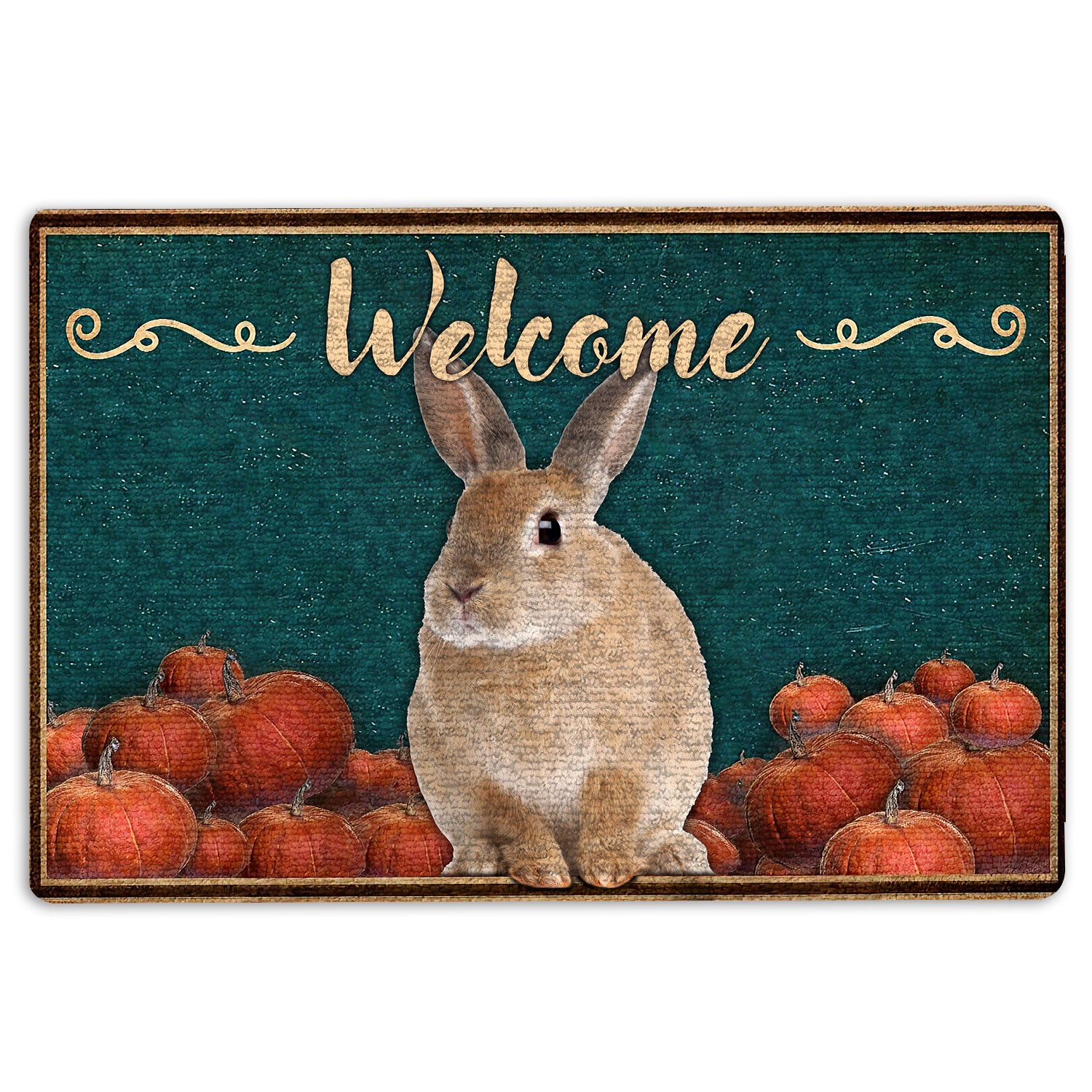 Ohaprints-Doormat-Outdoor-Indoor-Bunny-Rabbit-Pumpkin-Welcome-Fall-Halloween-Thanksgiving-Holiday-Rubber-Door-Mat-1578-18'' x 30''