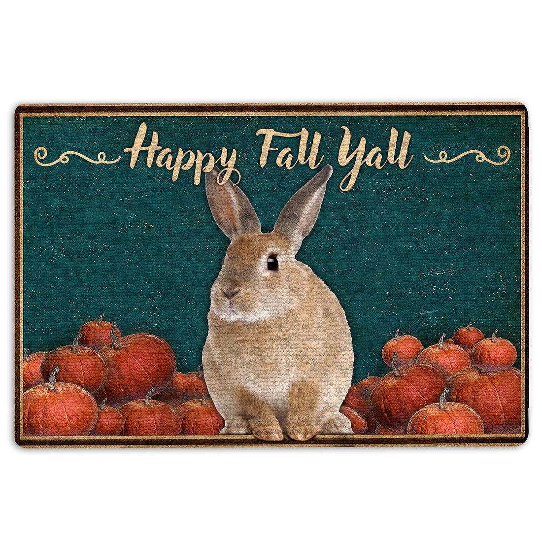 Ohaprints-Doormat-Outdoor-Indoor-Bunny-Rabbit-Happy-Fall-Yall-Pumpkin-Fall-Halloween-Thanksgiving-Rubber-Door-Mat-1579-18'' x 30''