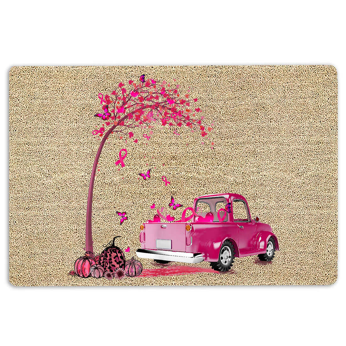 Ohaprints-Doormat-Outdoor-Indoor-Breast-Cancer-Awareness-Support-Pink-Ribbon-Rubber-Door-Mat-1904-18'' x 30''