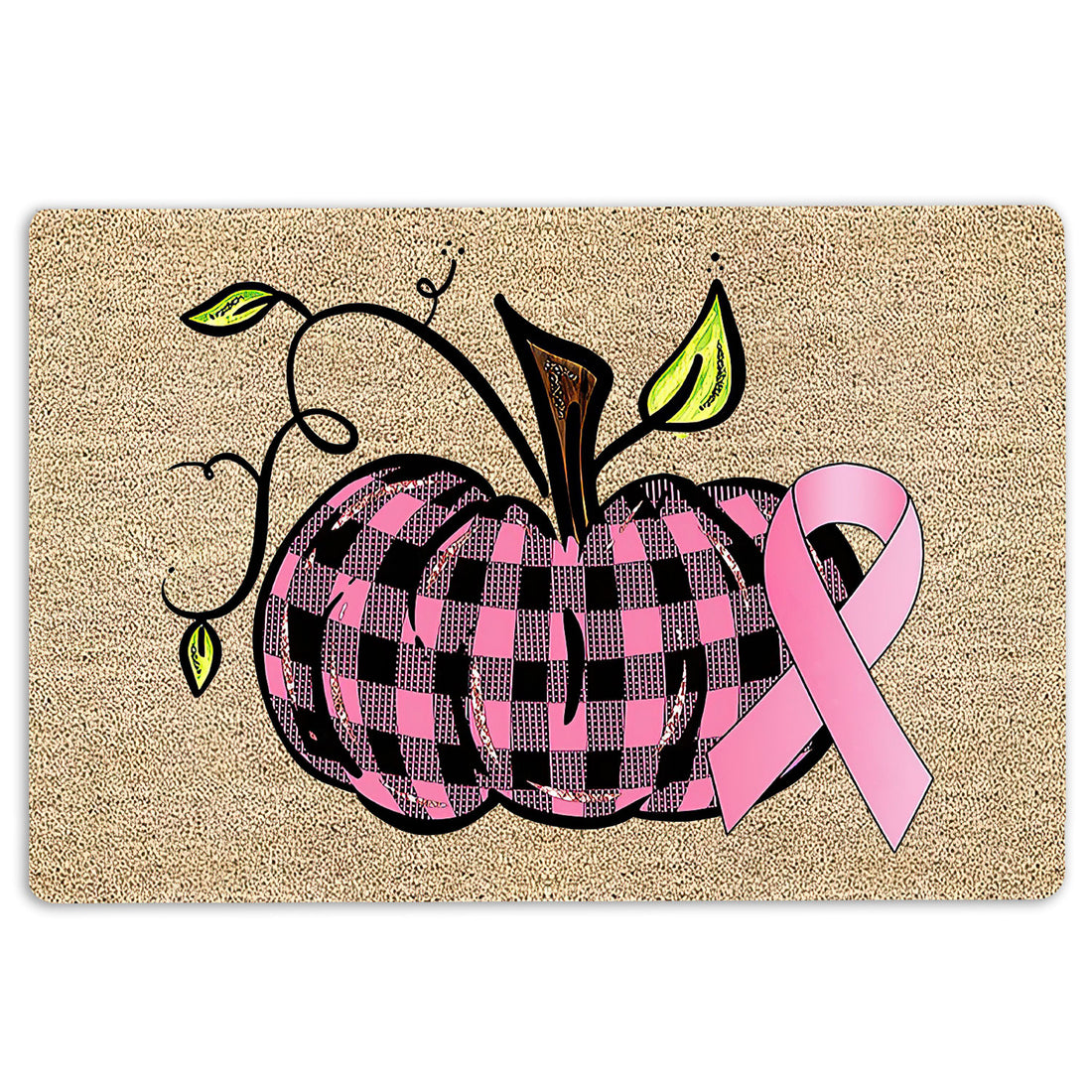 Ohaprints-Doormat-Outdoor-Indoor-Breast-Cancer-Awareness-Pumpkin-Support-Pink-Ribbon-Rubber-Door-Mat-1906-18'' x 30''