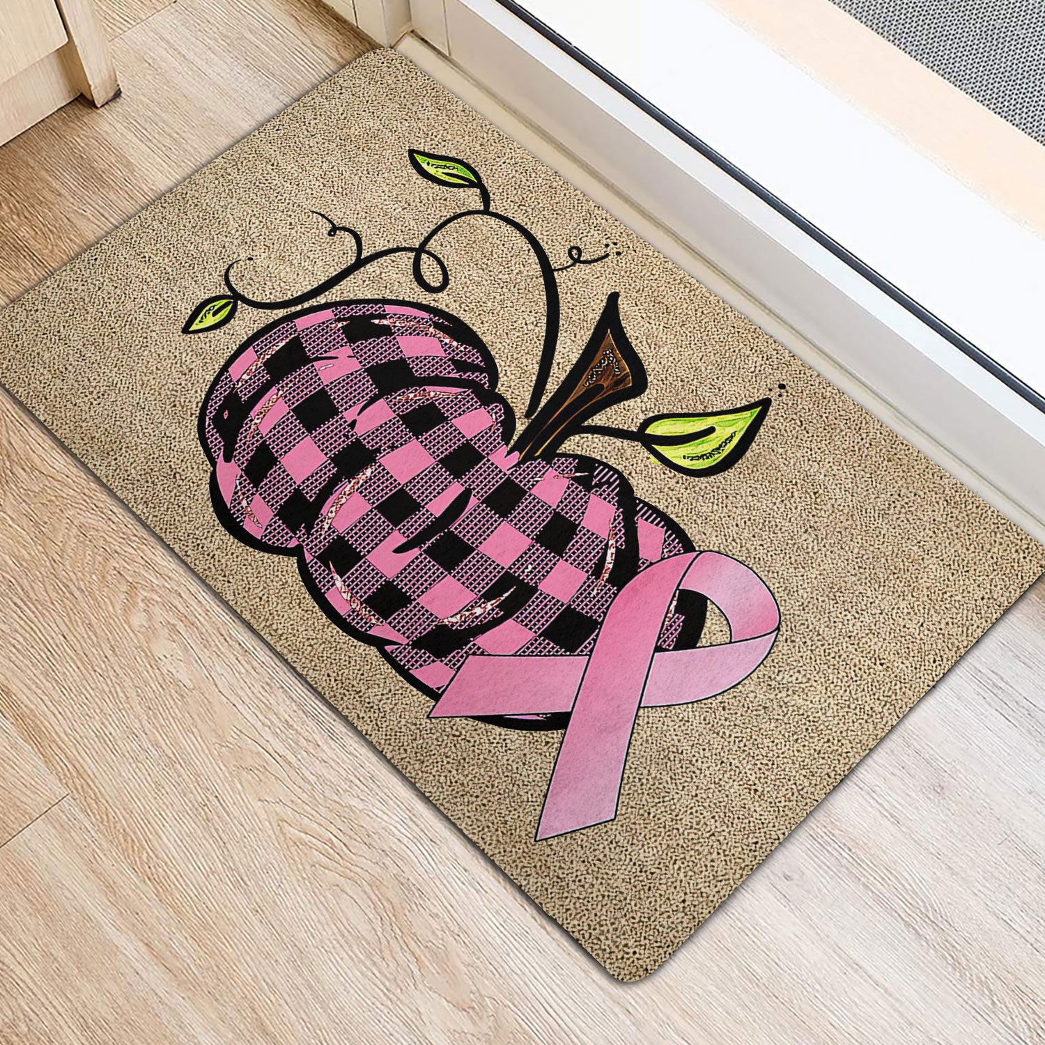 Ohaprints-Doormat-Outdoor-Indoor-Breast-Cancer-Awareness-Pumpkin-Support-Pink-Ribbon-Rubber-Door-Mat-1906-