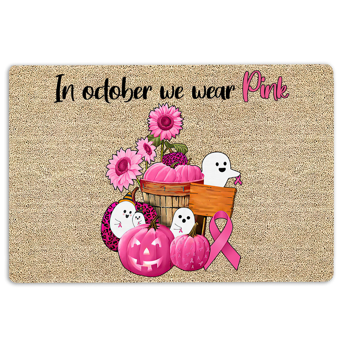 Ohaprints-Doormat-Outdoor-Indoor-Breast-Cancer-Awareness-Pumpkin-Boo-In-October-We-Wear-Pink-Rubber-Door-Mat-1909-18'' x 30''