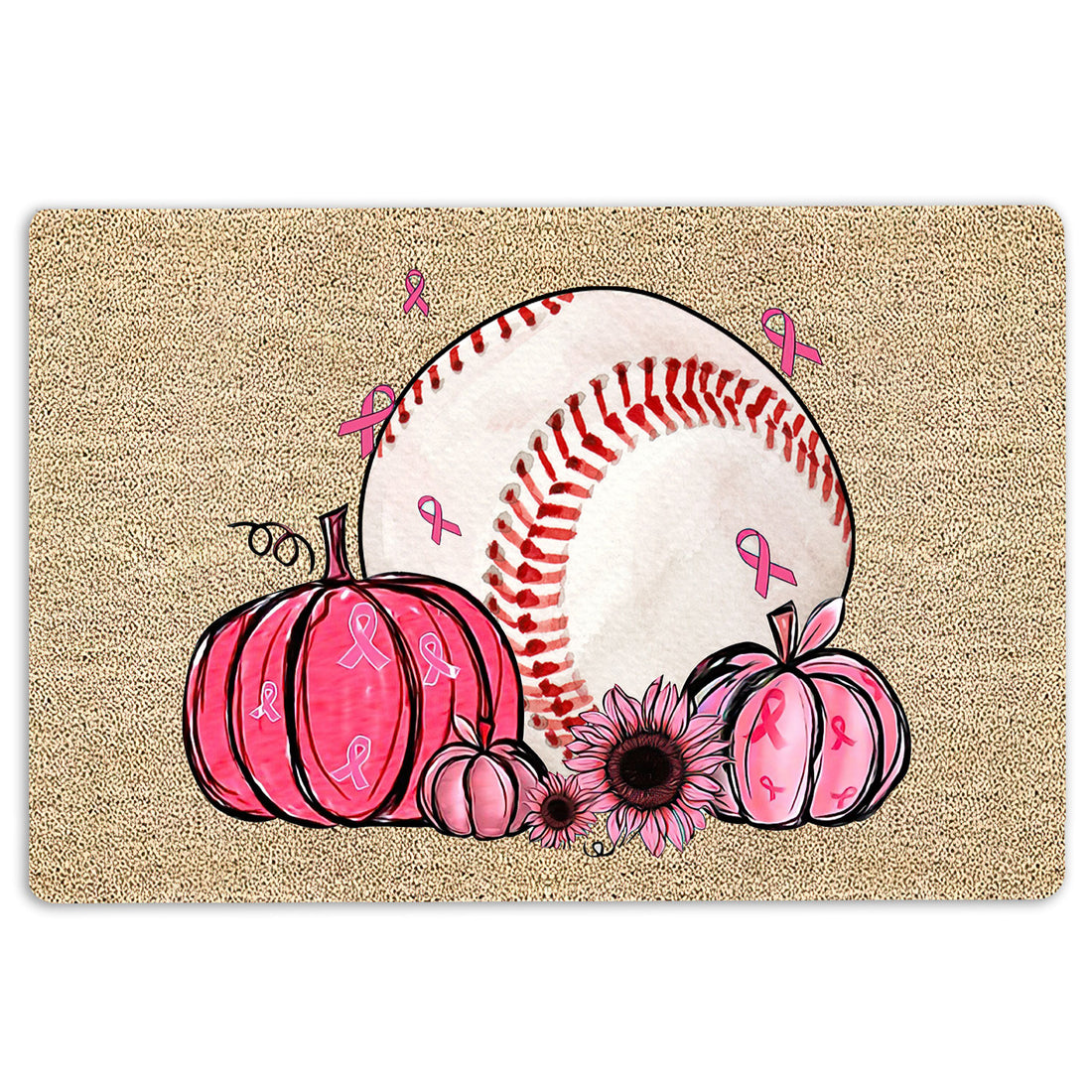 Ohaprints-Doormat-Outdoor-Indoor-Breast-Cancer-Baseball-Pumpkin-Hope-Support-Pink-Ribbon-Rubber-Door-Mat-1912-18'' x 30''