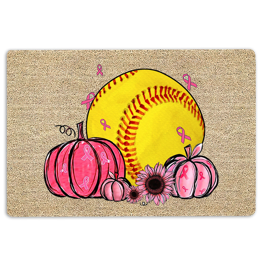 Ohaprints-Doormat-Outdoor-Indoor-Breast-Cancer-Softball-Pumpkin-Hope-Support-Pink-Ribbon-Rubber-Door-Mat-1914-18'' x 30''