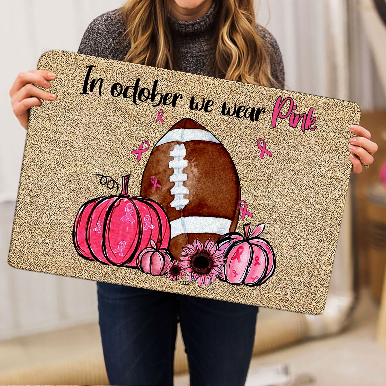 Ohaprints-Doormat-Outdoor-Indoor-Breast-Cancer-Football-In-October-We-Wear-Pink-Rubber-Door-Mat-1919-