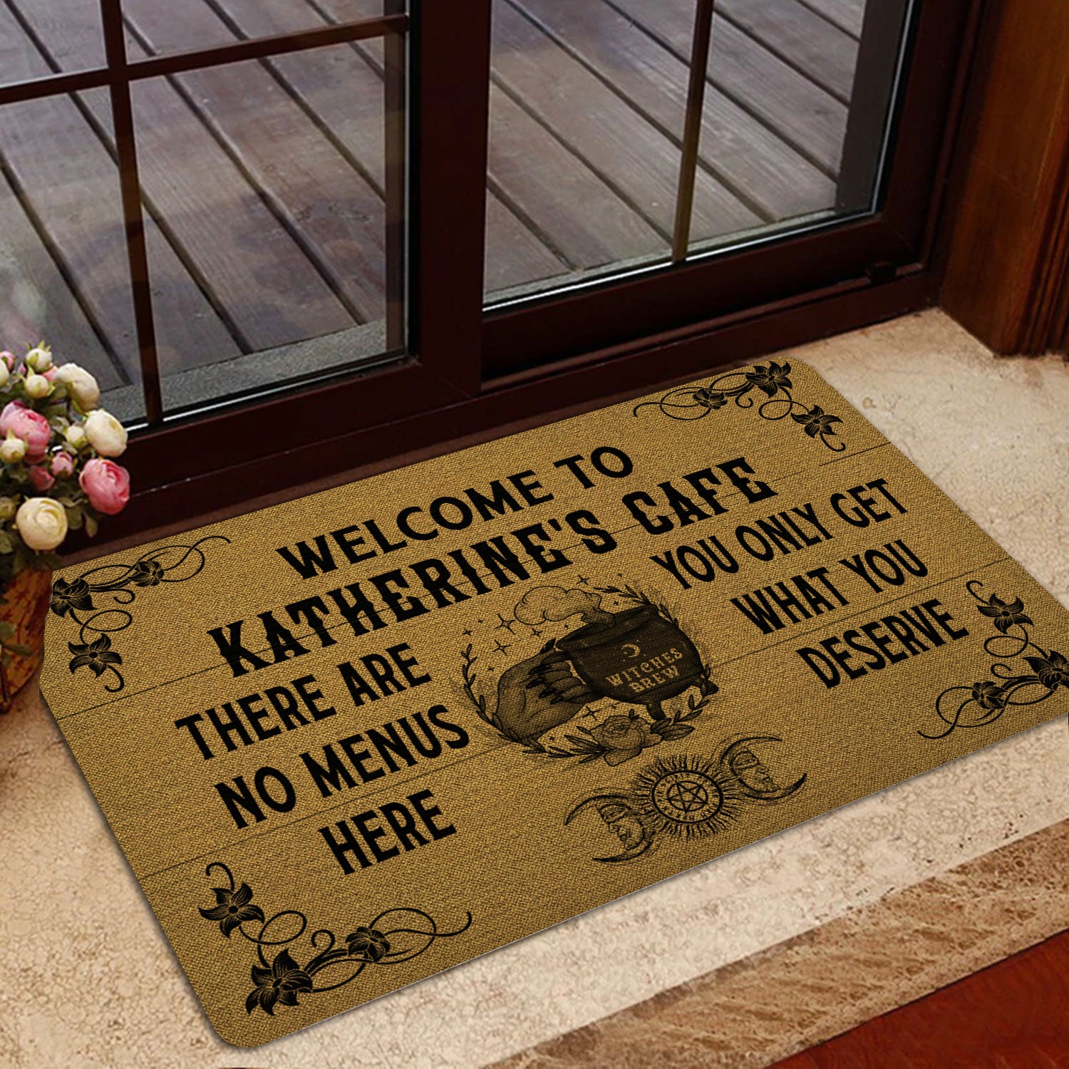 Ohaprints-Doormat-Outdoor-Indoor-Witch-Welcome-To-Cafe-House-Wicca-Witch-Custom-Personalized-Name-Rubber-Door-Mat-69-