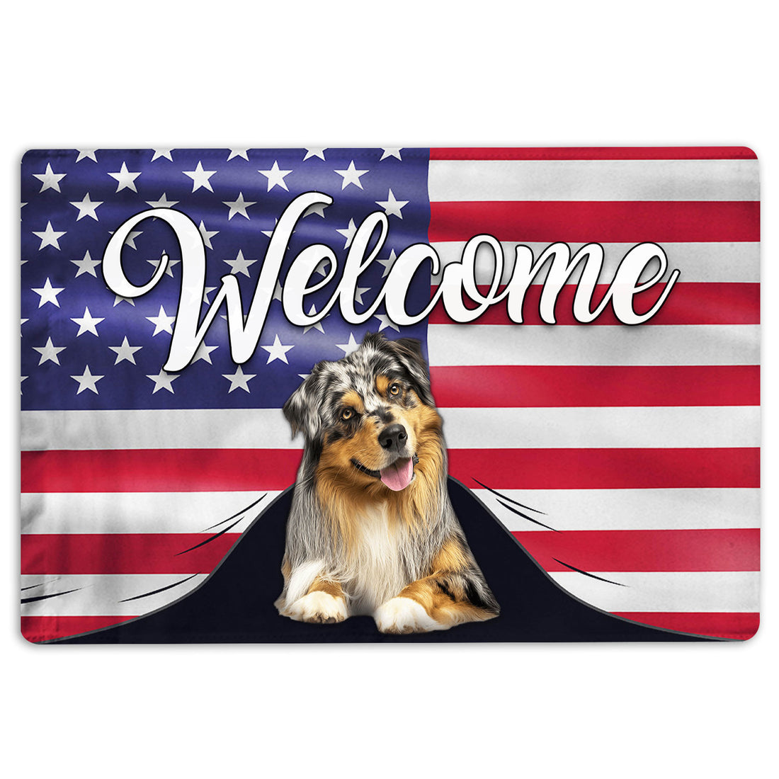 Ohaprints-Doormat-Outdoor-Indoor-Funny-Australian-Shepherd-Dog-Welcome-American-Flag-Us-Patriotic-Rubber-Door-Mat-74-18'' x 30''