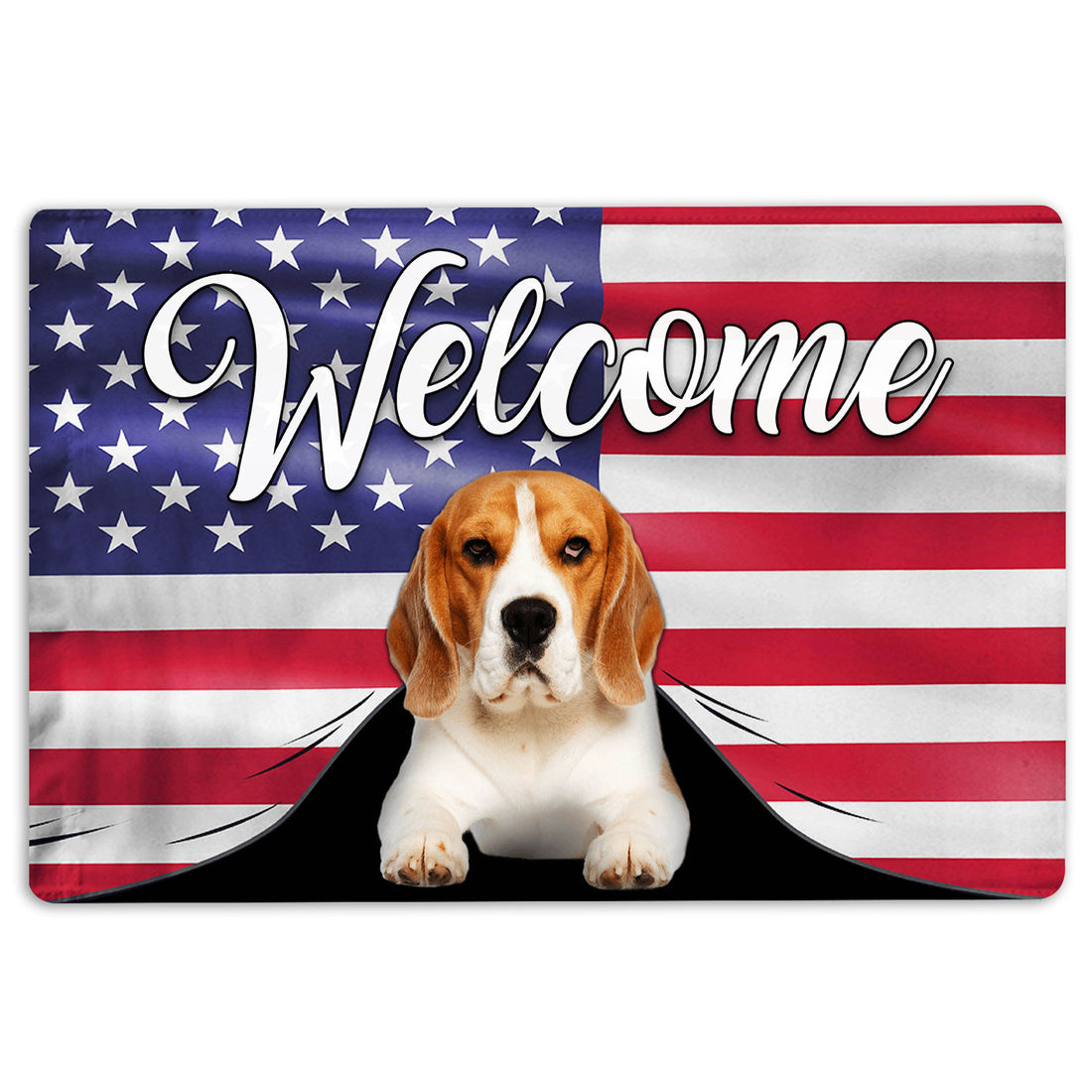Ohaprints-Doormat-Outdoor-Indoor-Funny-Beagle-Dog-Welcome-American-Flag-Usa-Patriotic-Rubber-Door-Mat-75-18'' x 30''