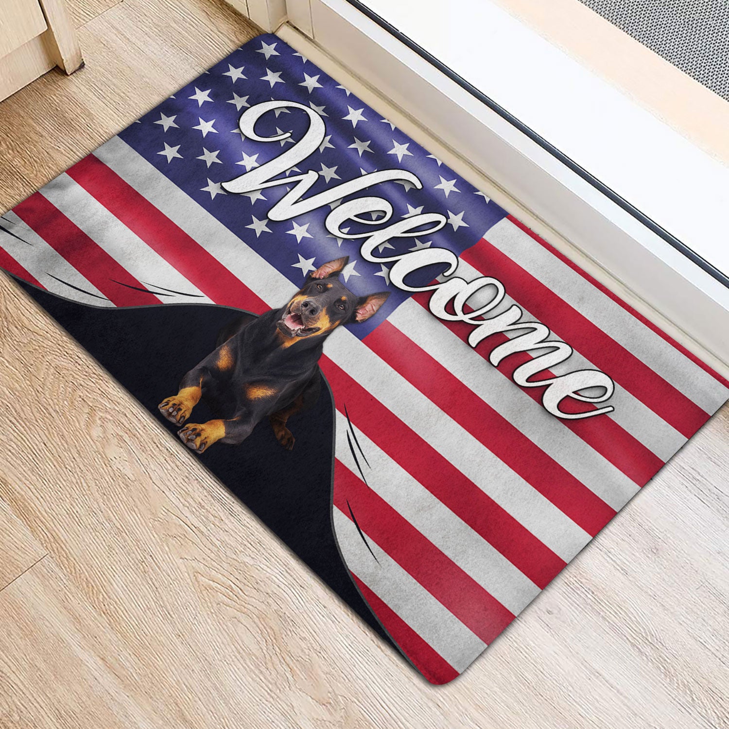 Ohaprints-Doormat-Outdoor-Indoor-Dobermann-Dog-Welcome-American-Flag-Usa-Patriotic-Rubber-Door-Mat-79-