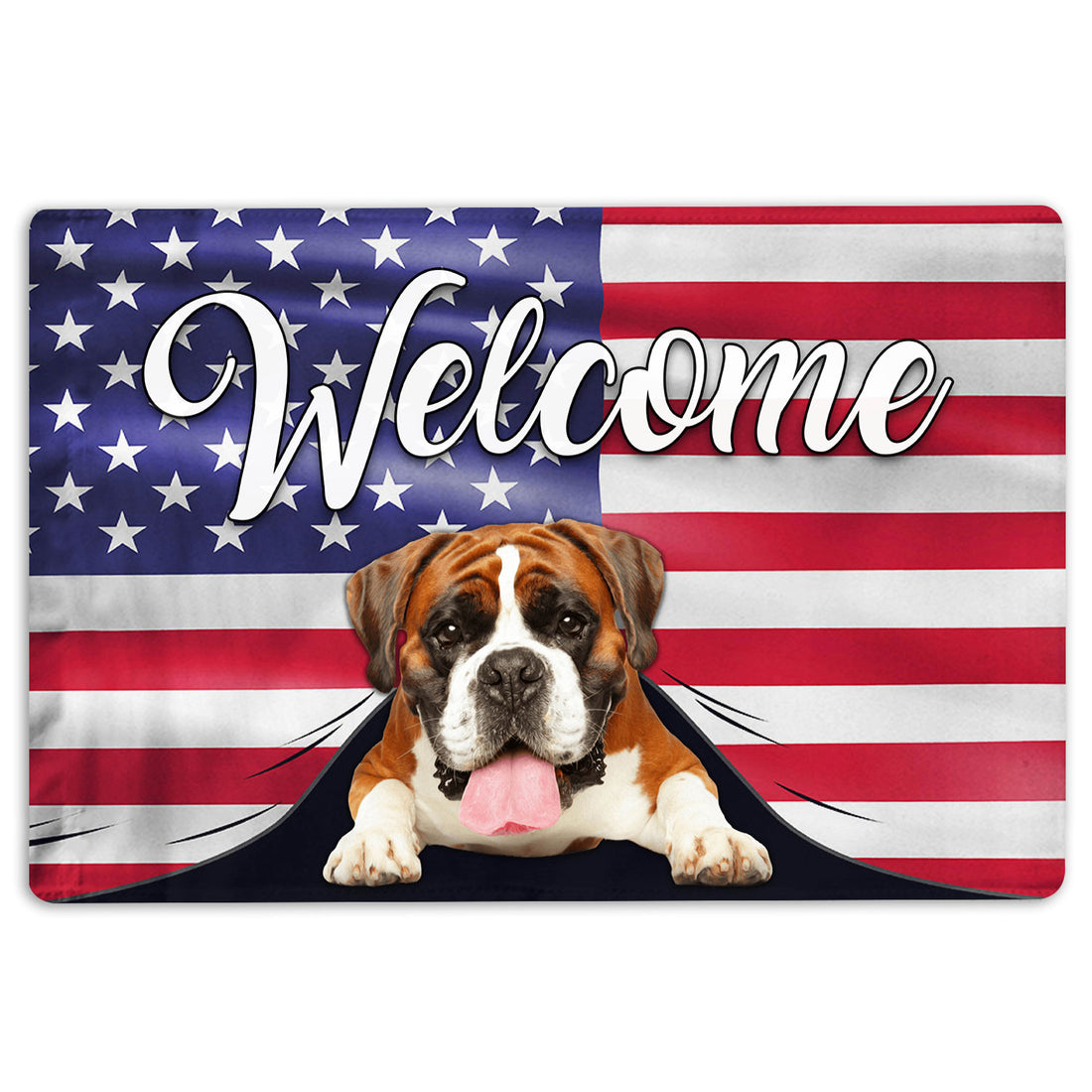 Ohaprints-Doormat-Outdoor-Indoor-Funny-Boxer-Dog-Welcome-American-Flag-Usa-Patriotic-Rubber-Door-Mat-81-18'' x 30''