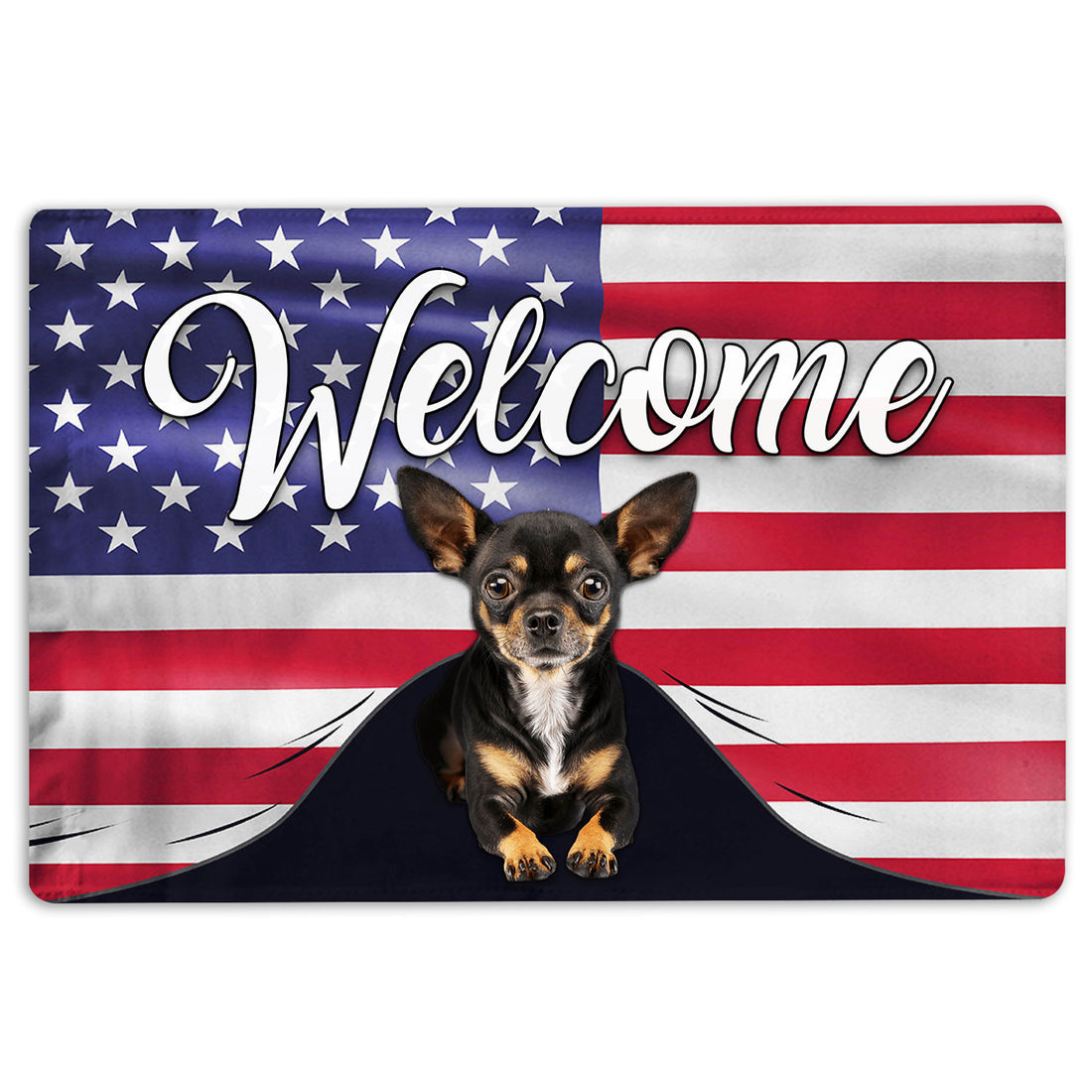 Ohaprints-Doormat-Outdoor-Indoor-Funny-Chihuahua-Dog-Welcome-American-Flag-Usa-Patriotic-Rubber-Door-Mat-82-18'' x 30''