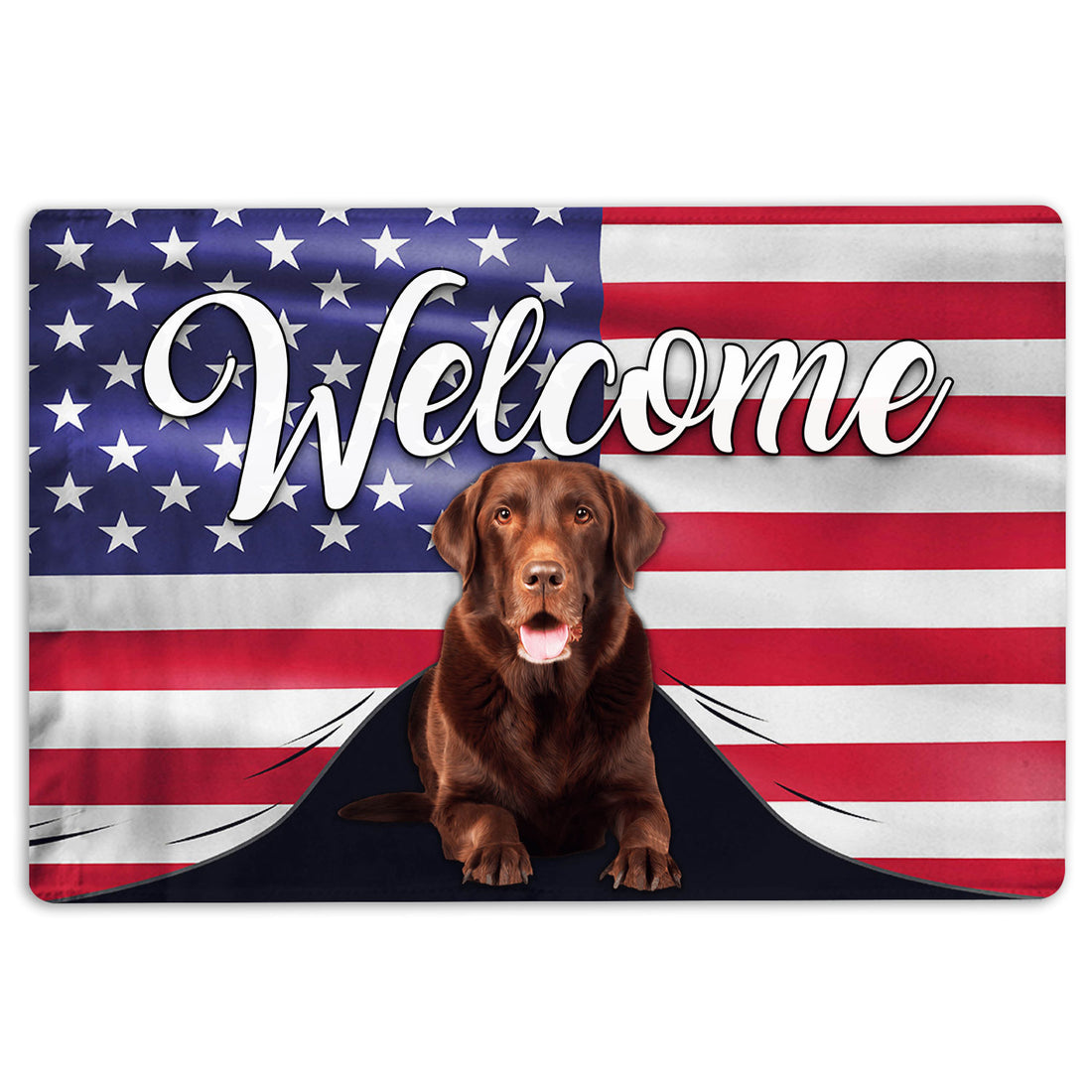 Ohaprints-Doormat-Outdoor-Indoor-Funny-Chocolate-Labrador-Dog-Welcome-American-Flag-Usa-Patriotic-Rubber-Door-Mat-83-18'' x 30''