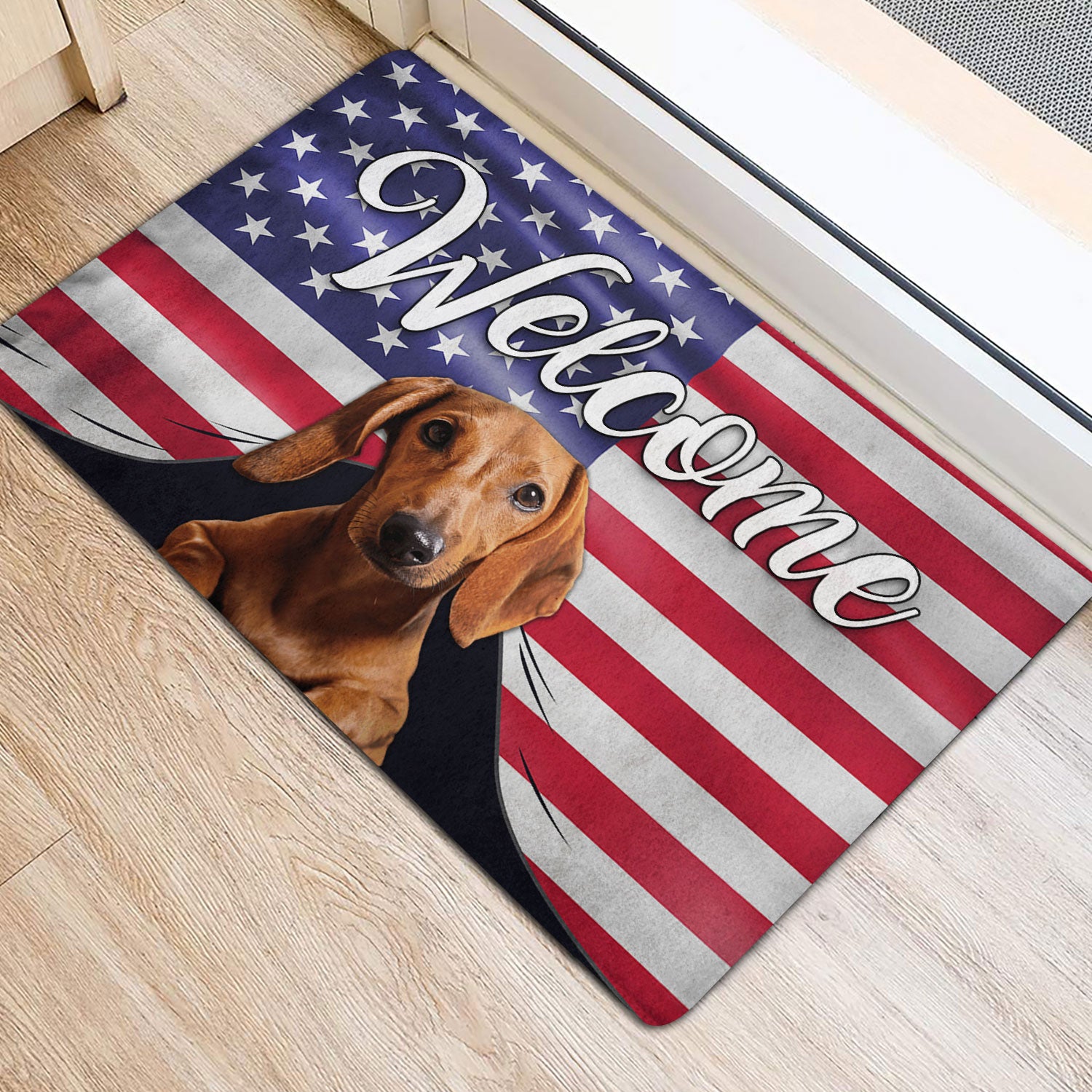 Ohaprints-Doormat-Outdoor-Indoor-Funny-Dachshund-Dog-Welcome-American-Flag-Usa-Patriotic-Rubber-Door-Mat-84-
