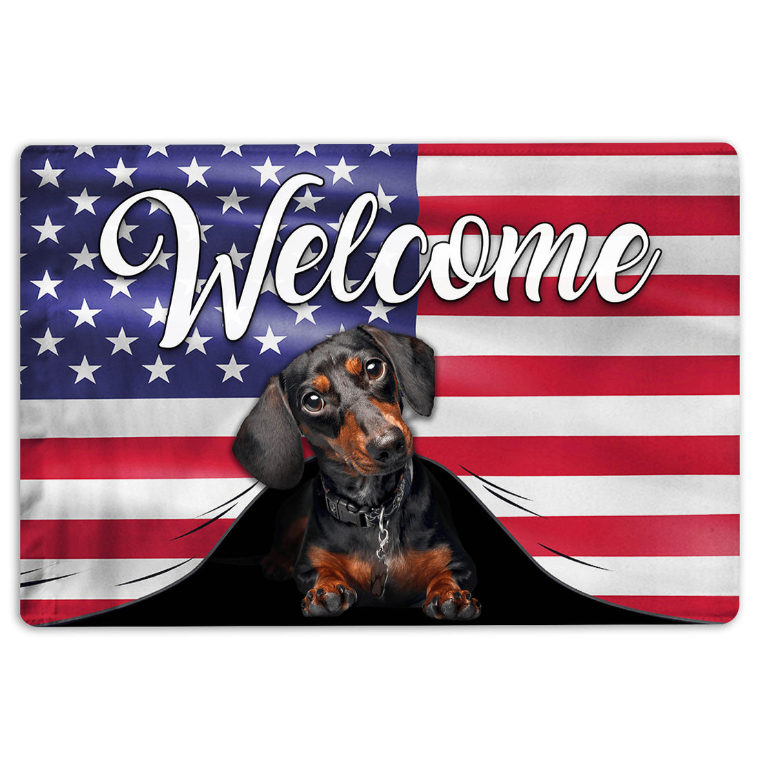 Ohaprints-Doormat-Outdoor-Indoor-Funny-Black--Tan-Dachshund-Welcome-American-Flag-Usa-Patriotic-Rubber-Door-Mat-86-18'' x 30''