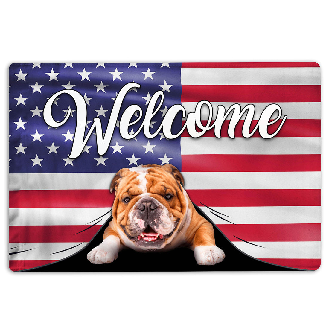 Ohaprints-Doormat-Outdoor-Indoor-Funny-English-Bulldog-Welcome-American-Flag-Usa-Patriotic-Rubber-Door-Mat-88-18'' x 30''