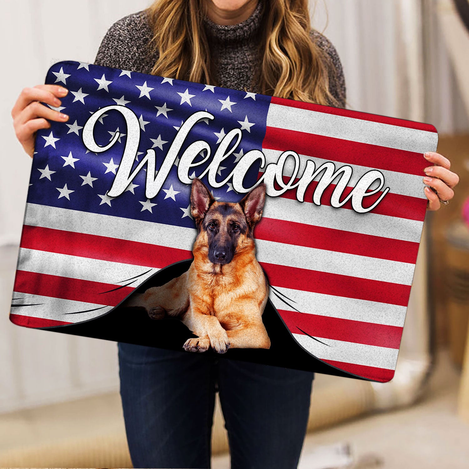 Ohaprints Doormat Outdoor Indoor Funny German Shepherd Dog Welcome