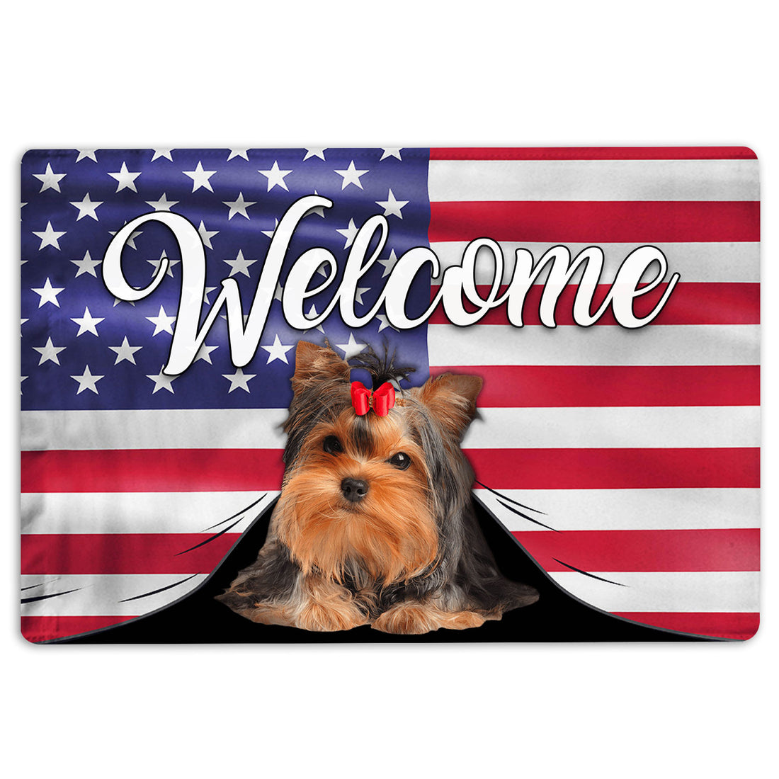 Ohaprints-Doormat-Outdoor-Indoor-Funny-Yorkshire-Terrier-Dog-Welcome-American-Flag-Usa-Patriotic-Rubber-Door-Mat-93-18'' x 30''
