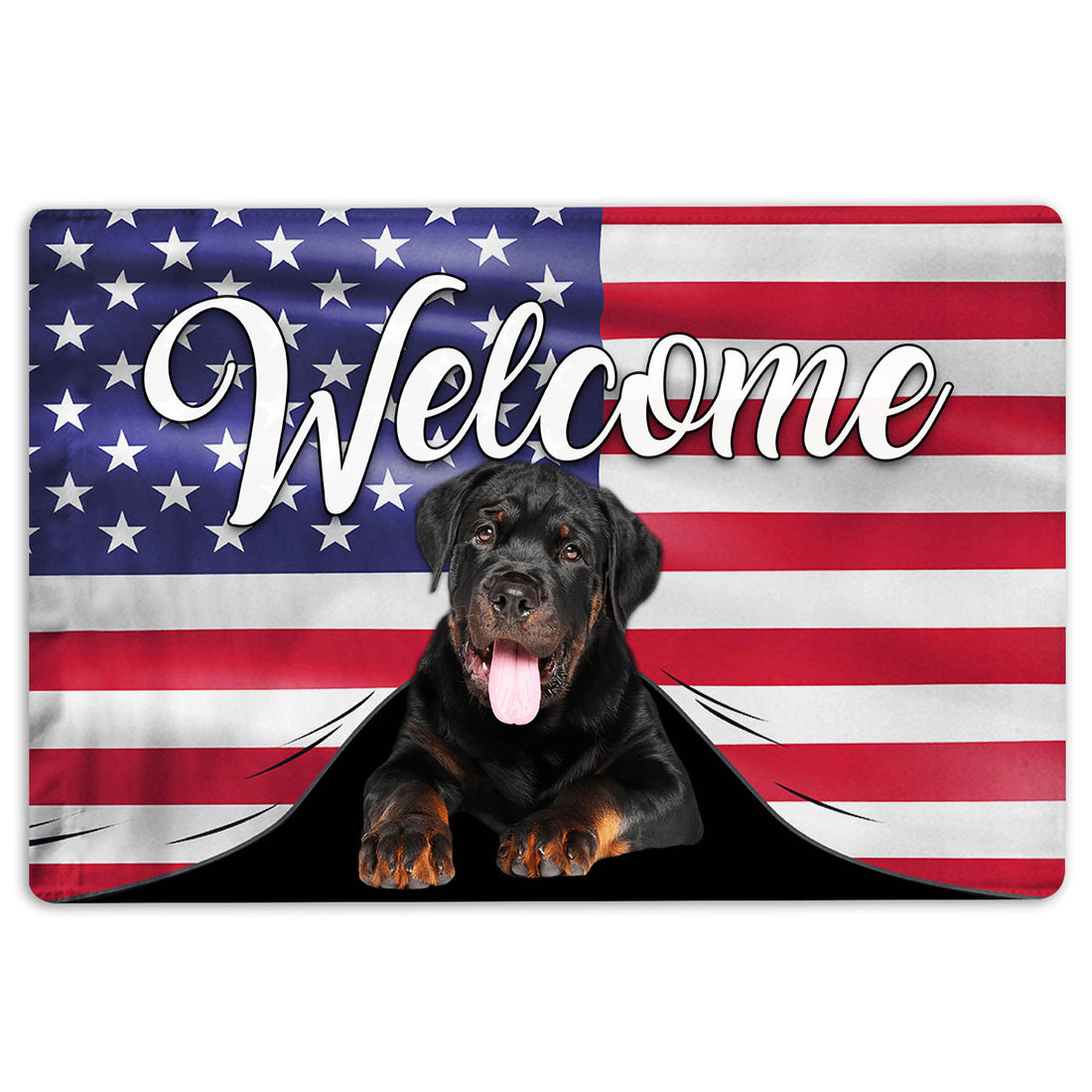 Ohaprints-Doormat-Outdoor-Indoor-Funny-Rottweiler-Dog-Welcome-American-Flag-Usa-Patriotic-Rubber-Door-Mat-96-18'' x 30''