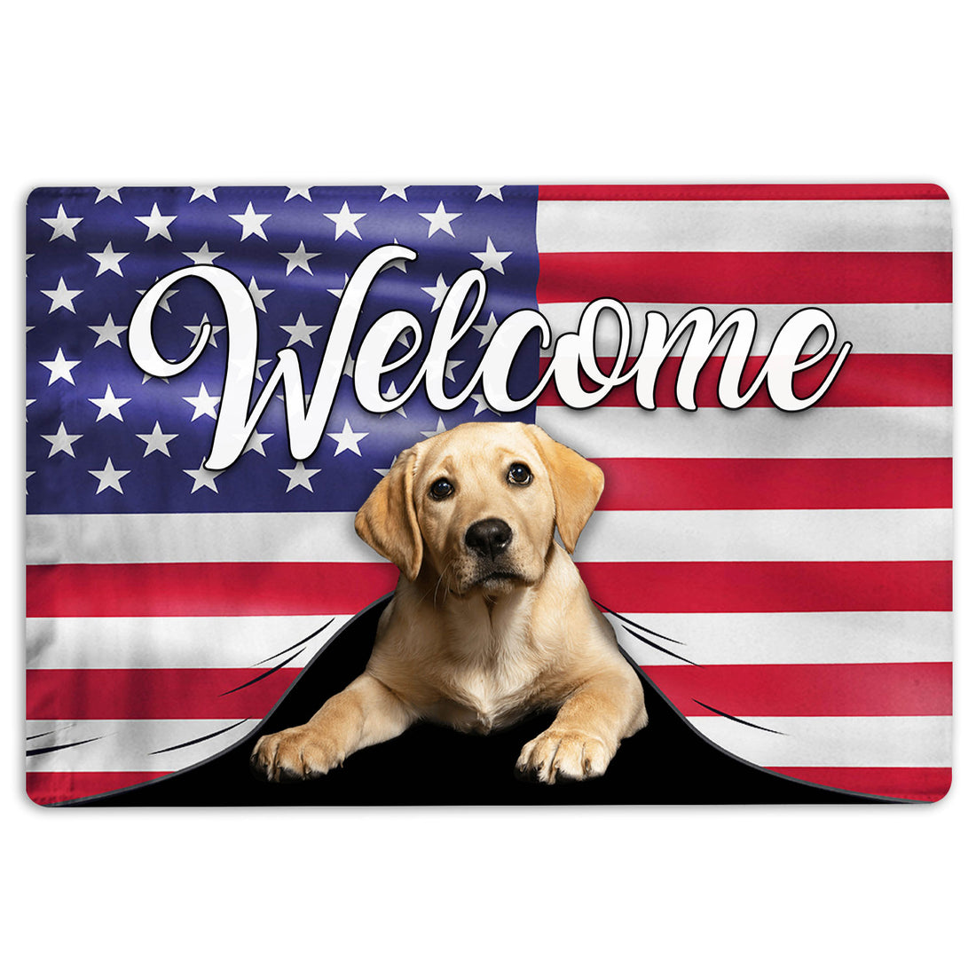 Ohaprints-Doormat-Outdoor-Indoor-Funny-Labrador-Retriever-Dog-Welcome-American-Flag-Usa-Rubber-Door-Mat-102-18'' x 30''