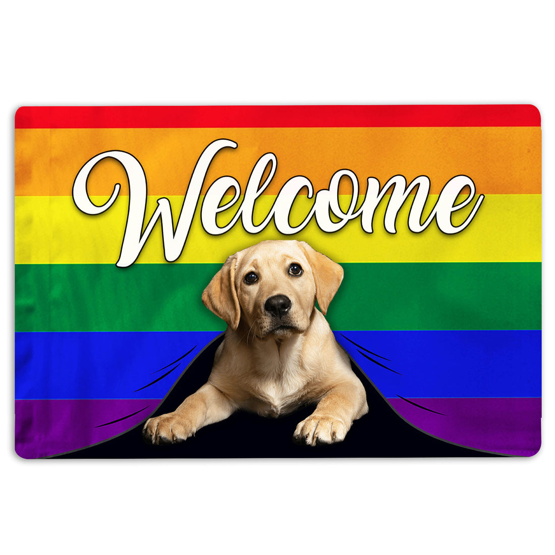 Ohaprints-Doormat-Outdoor-Indoor-Lgbt-Labrador-Retriever-Dog-Welcome-Pride-Rainbow-Flag-Rubber-Door-Mat-103-18'' x 30''